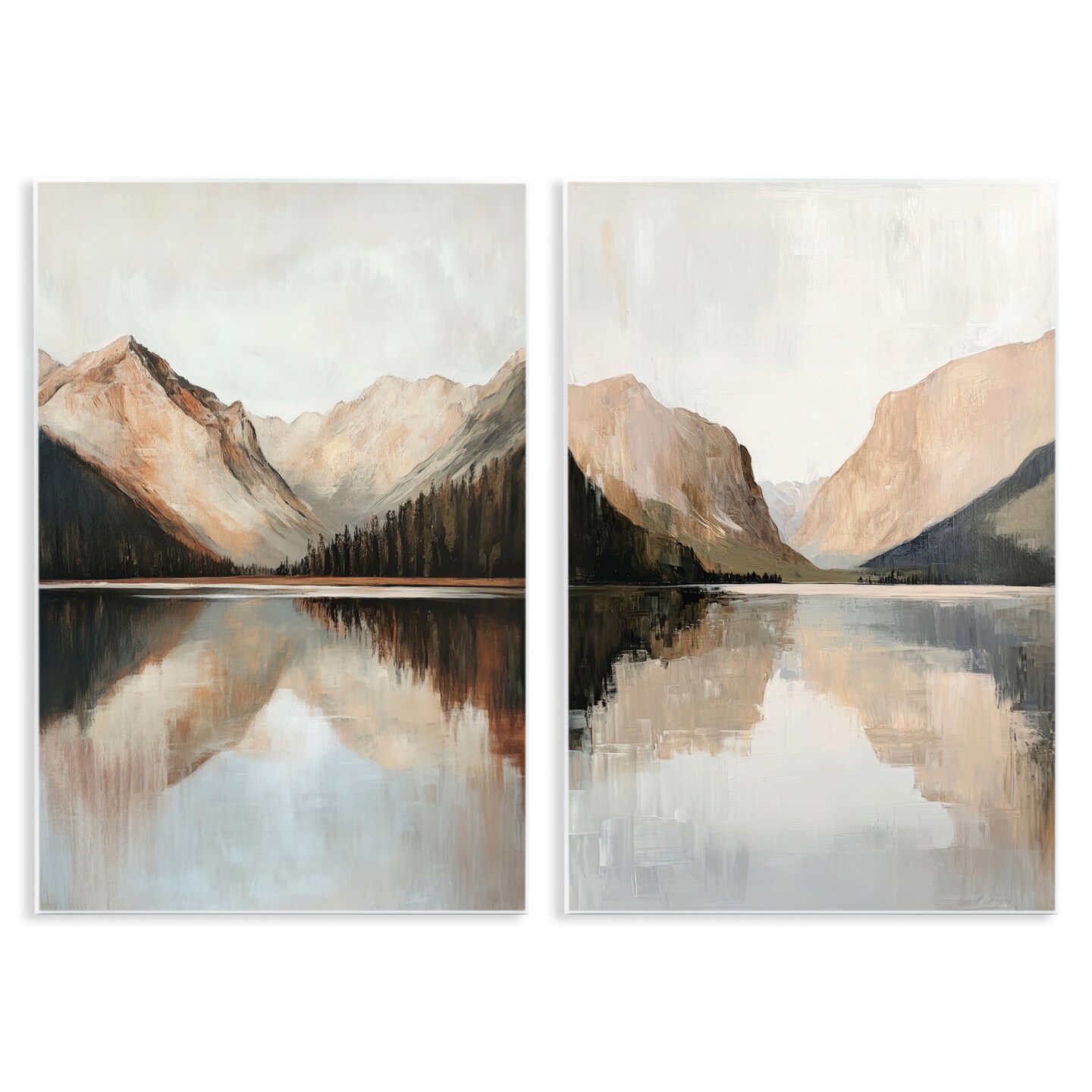 Stupell Industries Rustic Mountain Reflection and Lakes 2pc Wall Plaque Set, design by Petal Prints Design