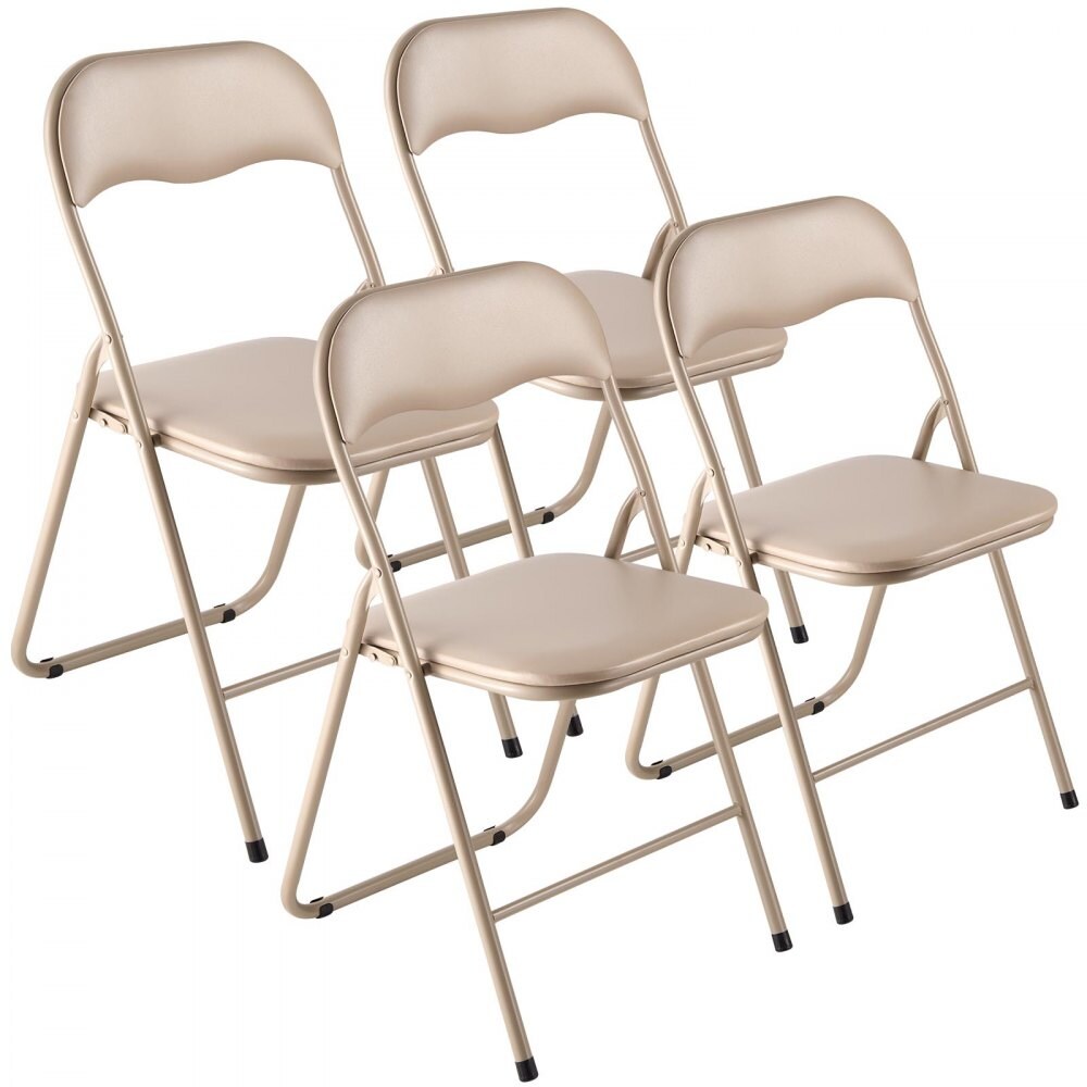 Folding Chairs Padded Leather Seats Heavy Duty Metal Frame Portable Stackable