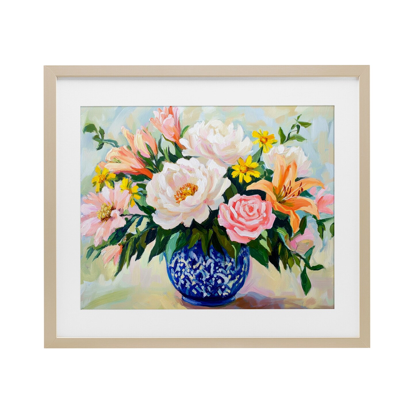Stupell Industries Indigo Chinoiserie with Assorted Flowers Framed Print Under Glass, design by Petal Prints Design