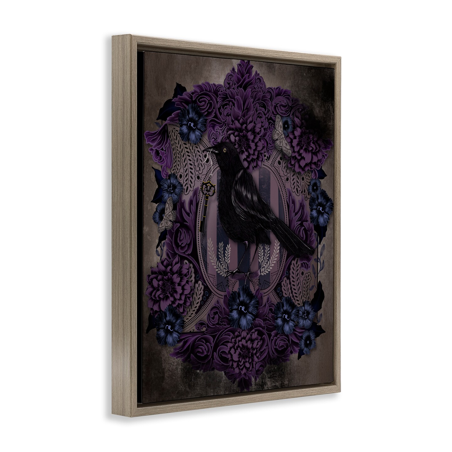 Stupell Industries Raven with Gothic Florals Floating Frame, design by Lori Mosley