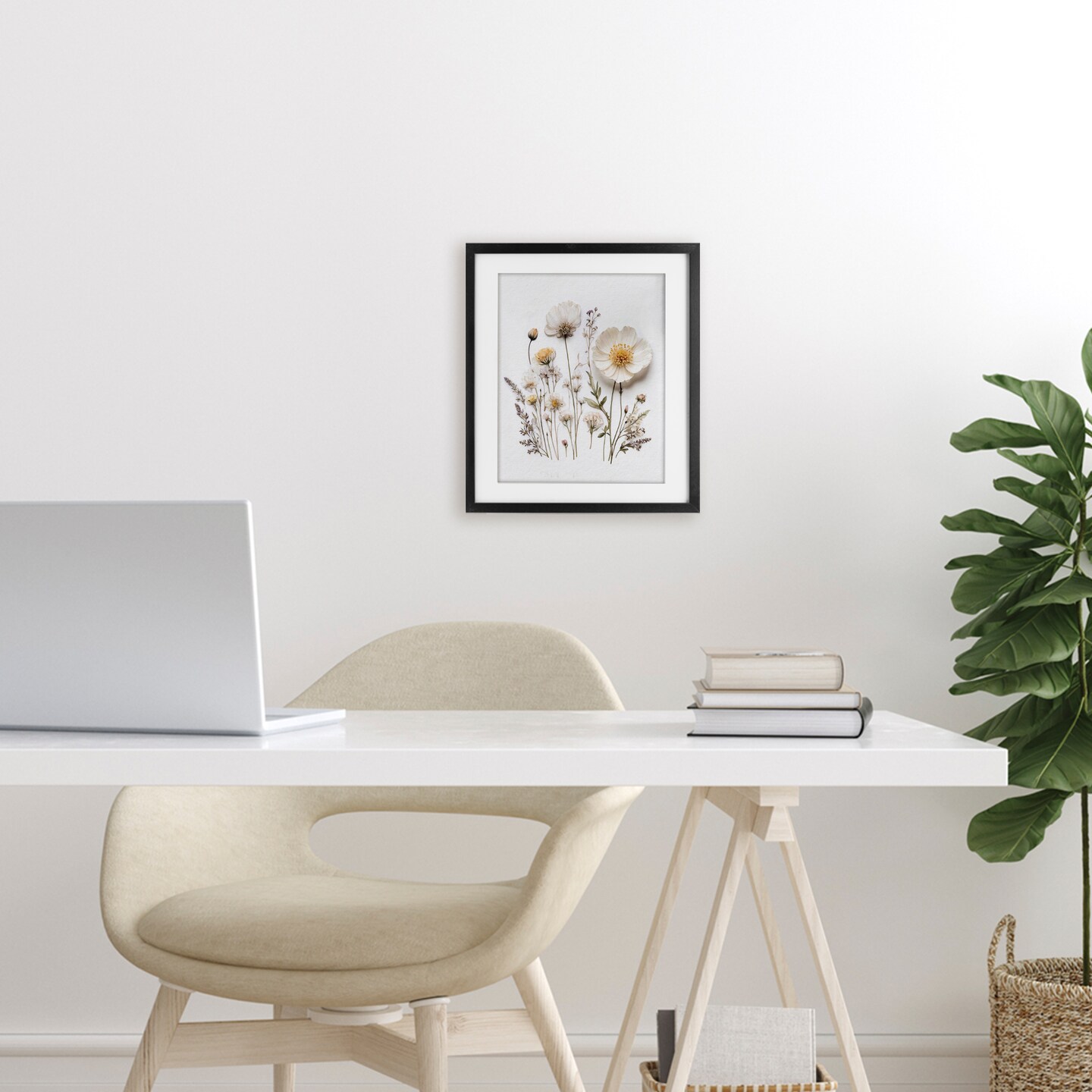 Stupell Industries Pressed Bathroom Botanicals Framed Print Under Glass, design by Lettered and Lined