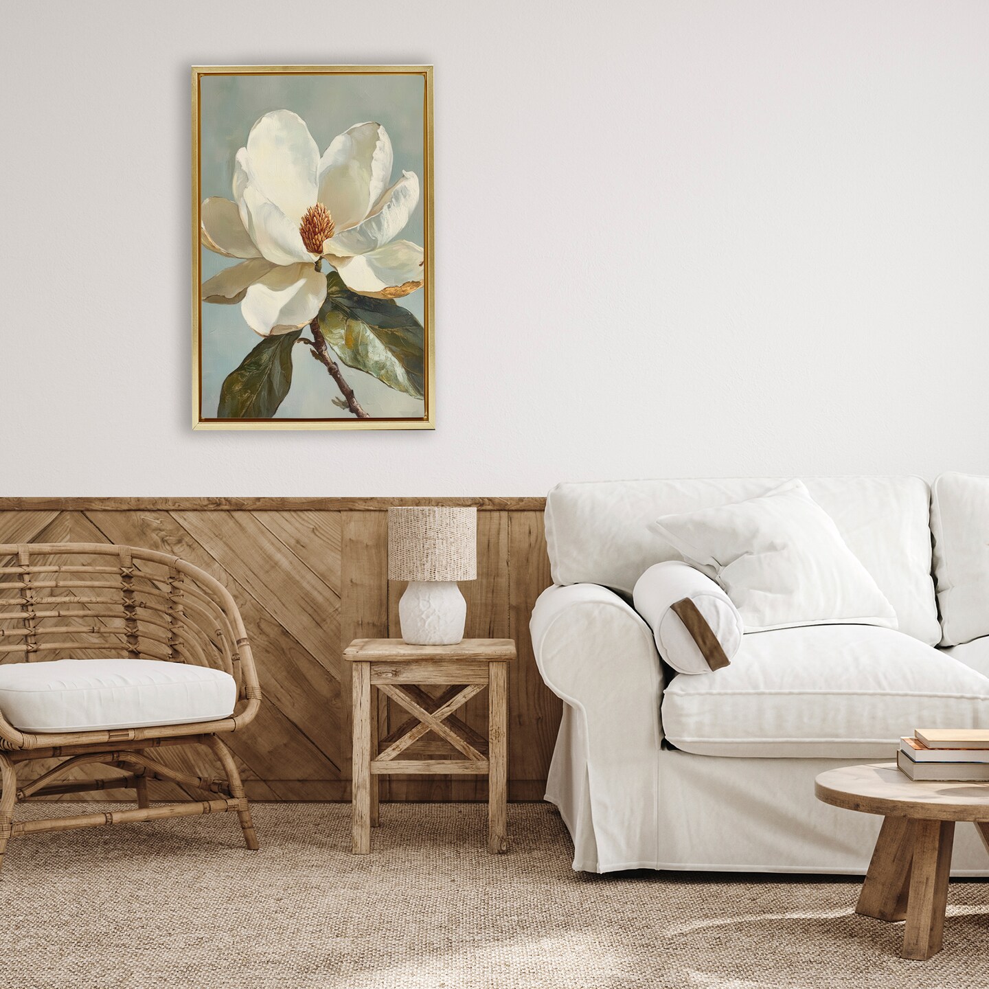 Stupell Industries Blossomed White Magnolia Floral Floating Frame, design by Petal Prints Design