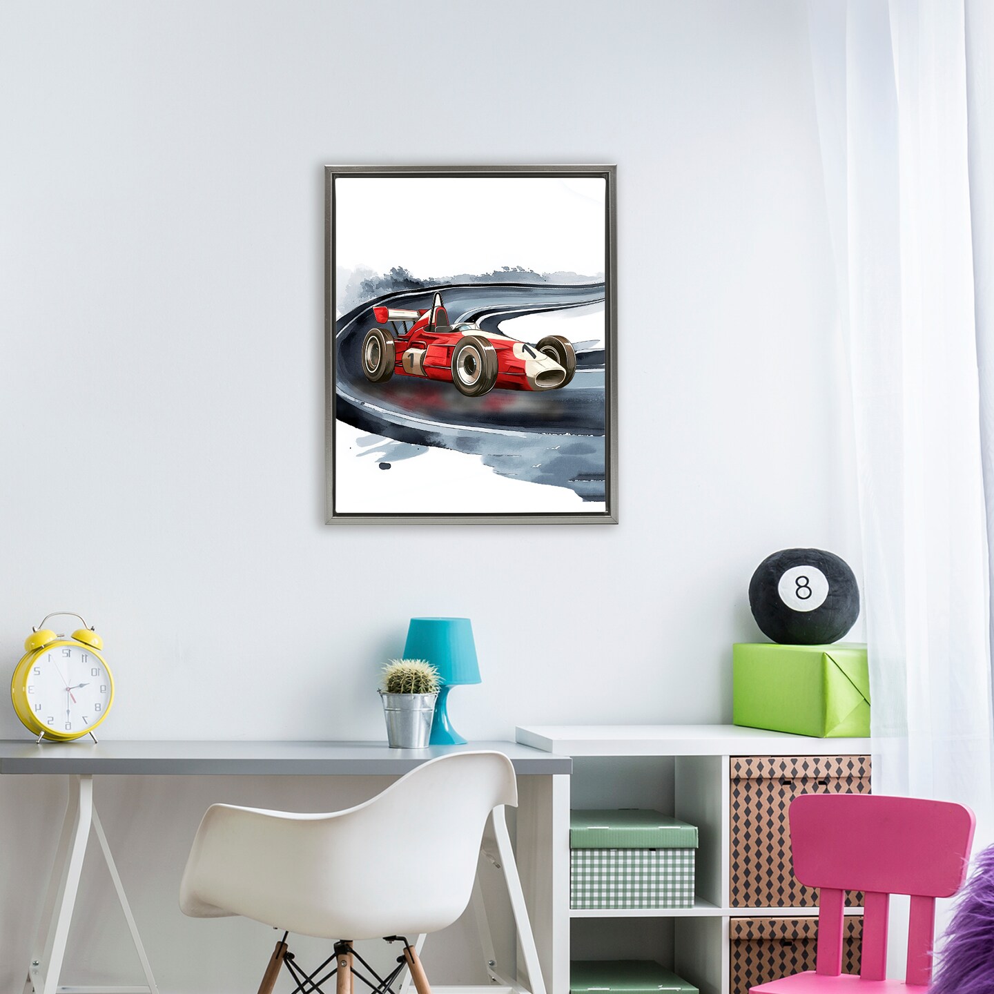 Stupell Industries Race Day F1 Car Floating Frame, design by Christine Simpson Art
