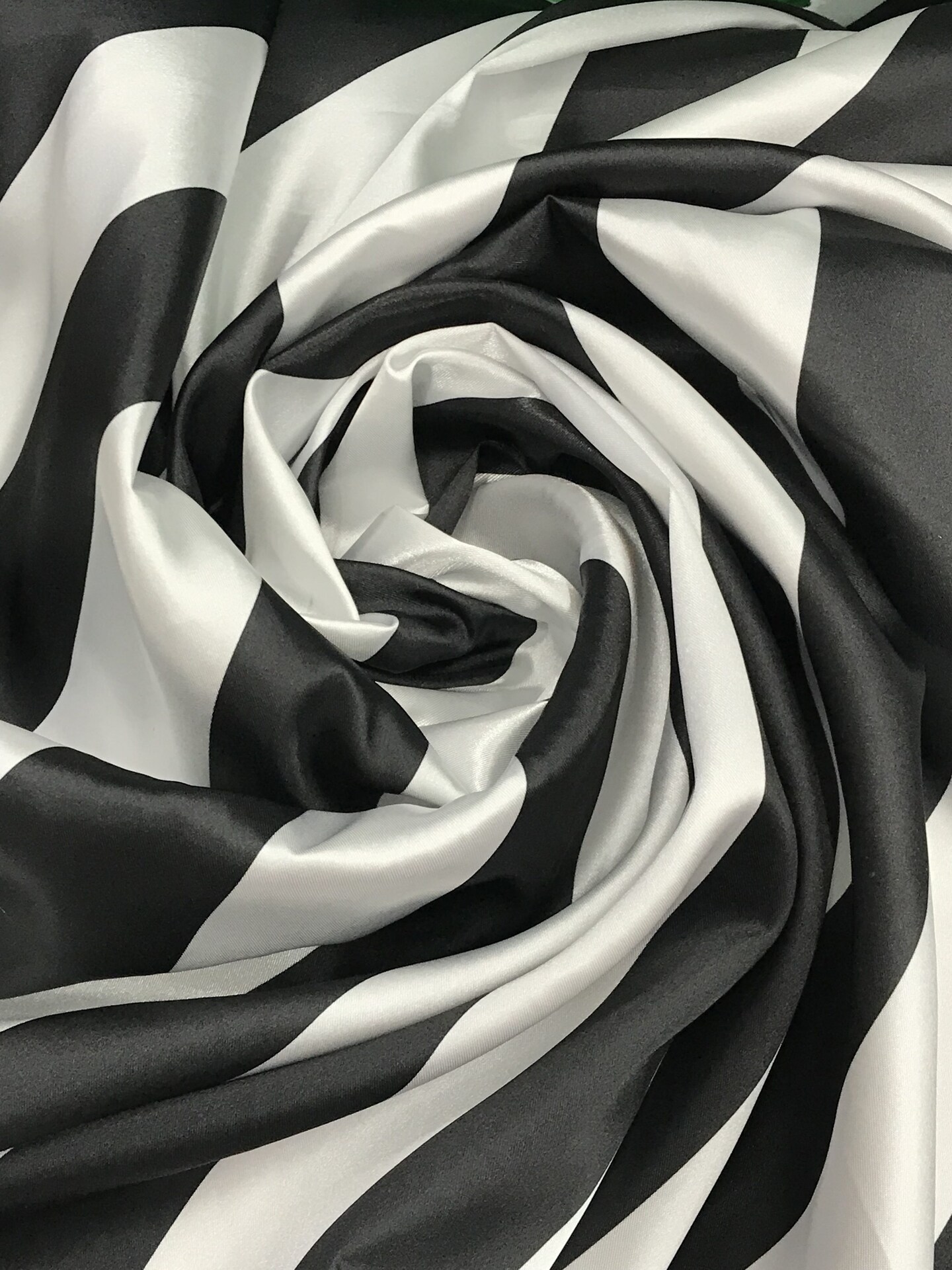 1 Yard Black/White Stripe Satin Fabric 59/60" Wide Light Weight Polyester