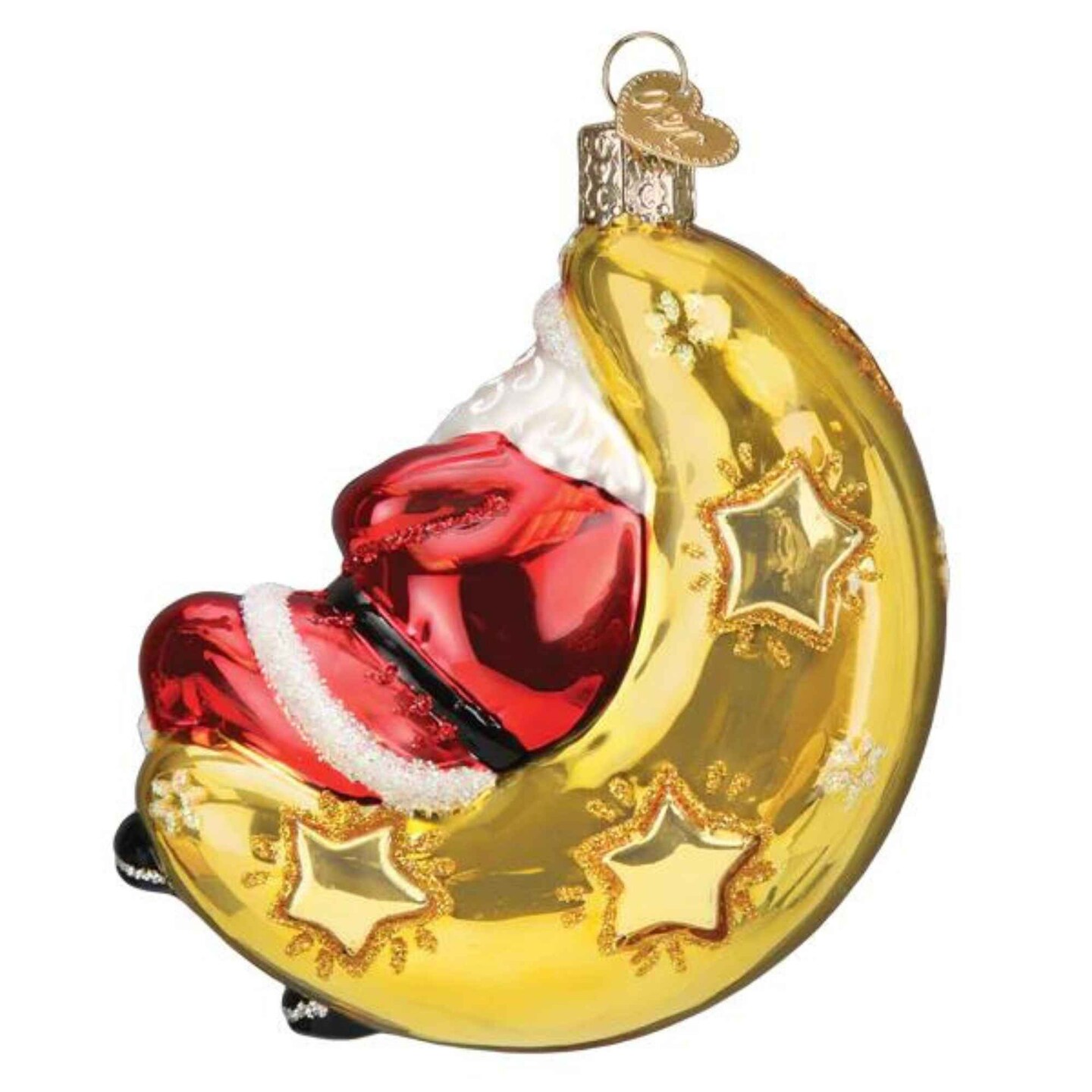 Old World Christmas 4.0 Inch Moonlight Santa Christmas Tree Ornament , Snooze Moon Ornament