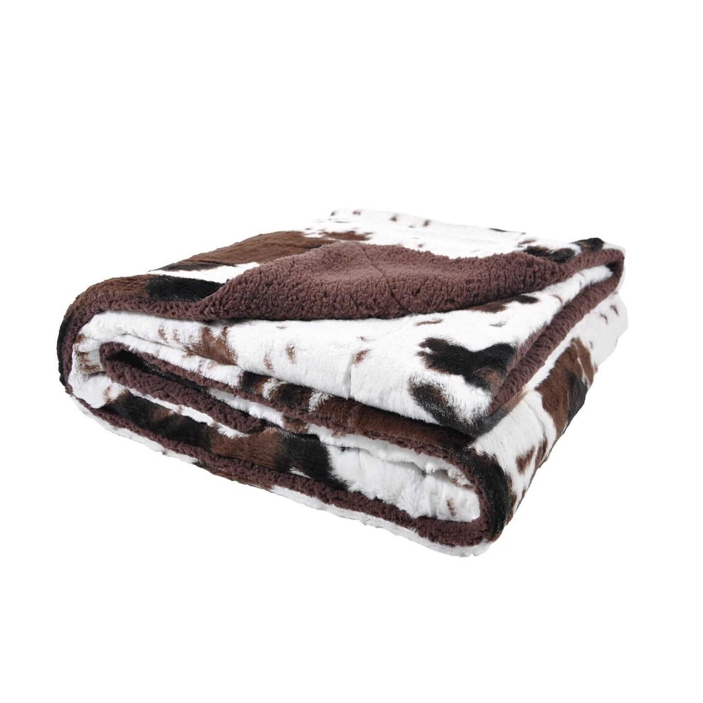Tadpoles Double Layer Throw Blanket - Sherpa Cowhide Print | 50" x 60" | Made of 100% Super Soft Plush Polyester Microfiber | Ideal as a Throw on a Bed, Sofa or Chair & Blanket for Picnic or Camping