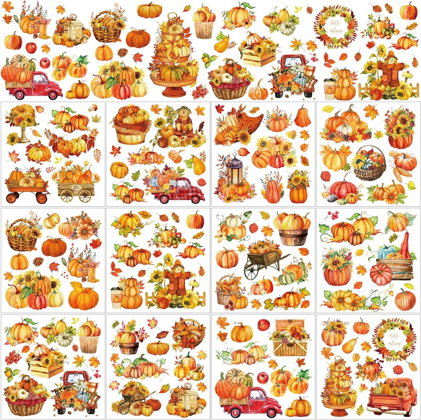 12 Sheets Fall Thanksgiving Rub on Transfers for Crafts (Multicolor)