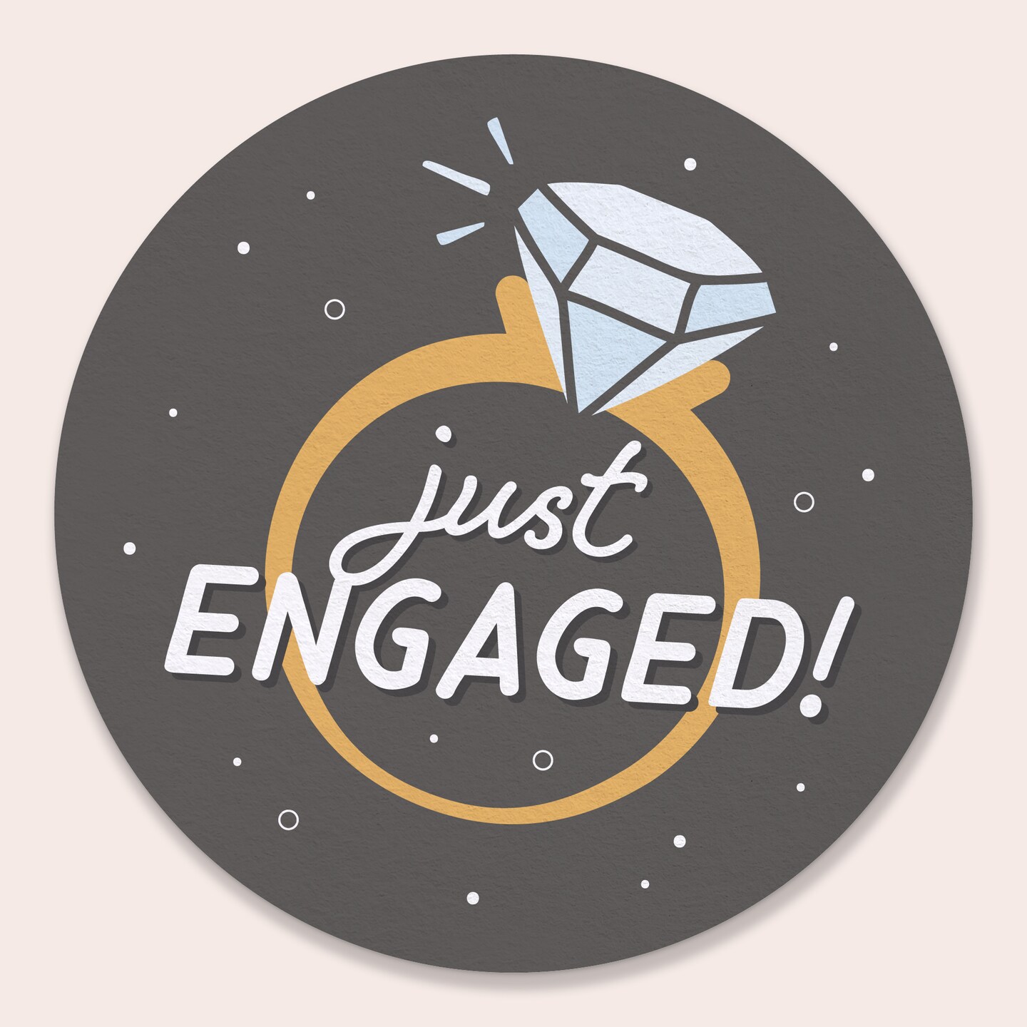 Big Dot of Happiness 25 Ct Just Engaged Drink Coasters, 4-Inch Disposable Round Paper Coasters for Engagement Party, Table Decor for Bar Drinks