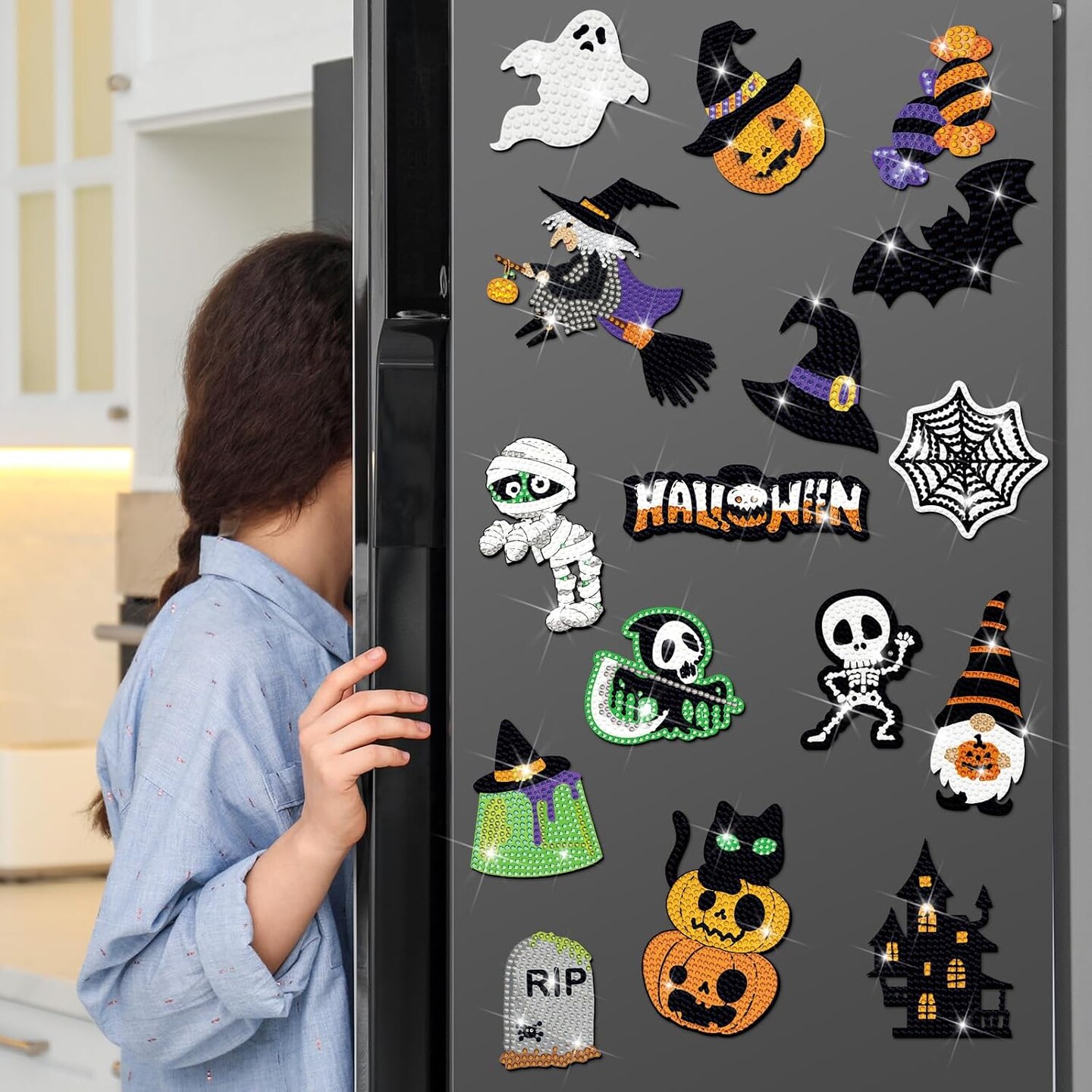 20 Pcs Halloween Diamond Painting Refrigerator Magnets