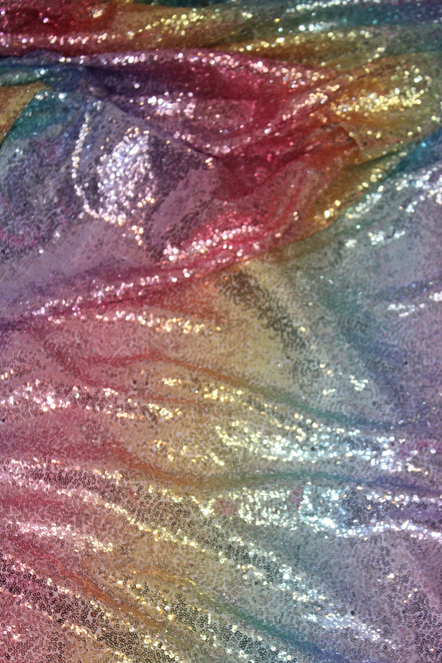1 Yard Vibrant Rainbow Glitz Sequin Fabric 52/54 Inch Width Polyester