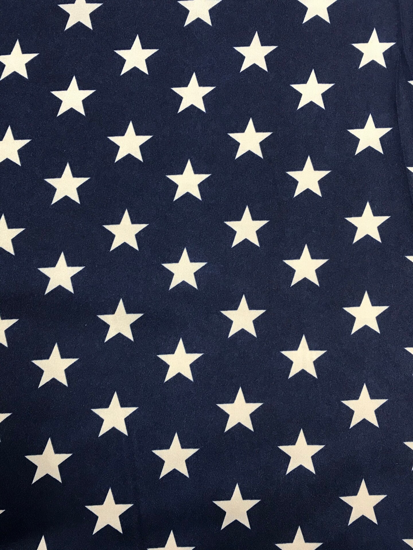 1 Yard White Star Charmeuse Satin Fabric Navy Background Shiny Non Stretch Polyester 60 Inch Width