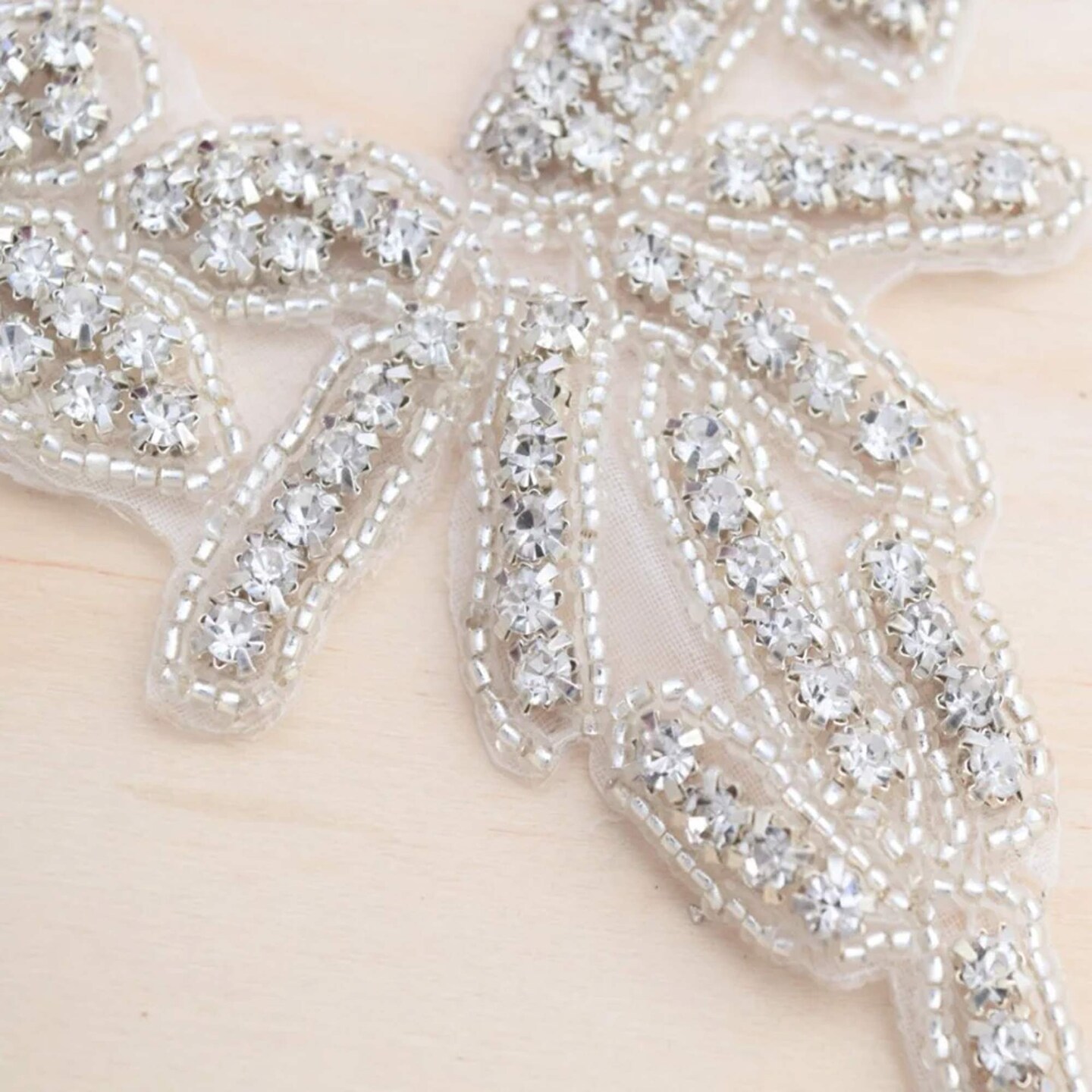 8.25" V Shape Rhinestone Collar Neckline Applique Iron On for Wedding Dress Embellishment