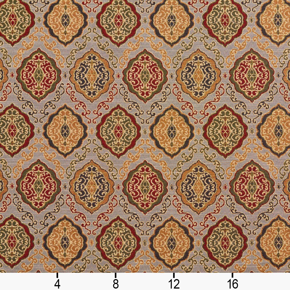 Heather Heirloom - Blue,Gold & Yellow,Green,Red & Burgundy Abstract & Geometric Upholstery Fabric 54 Inches"