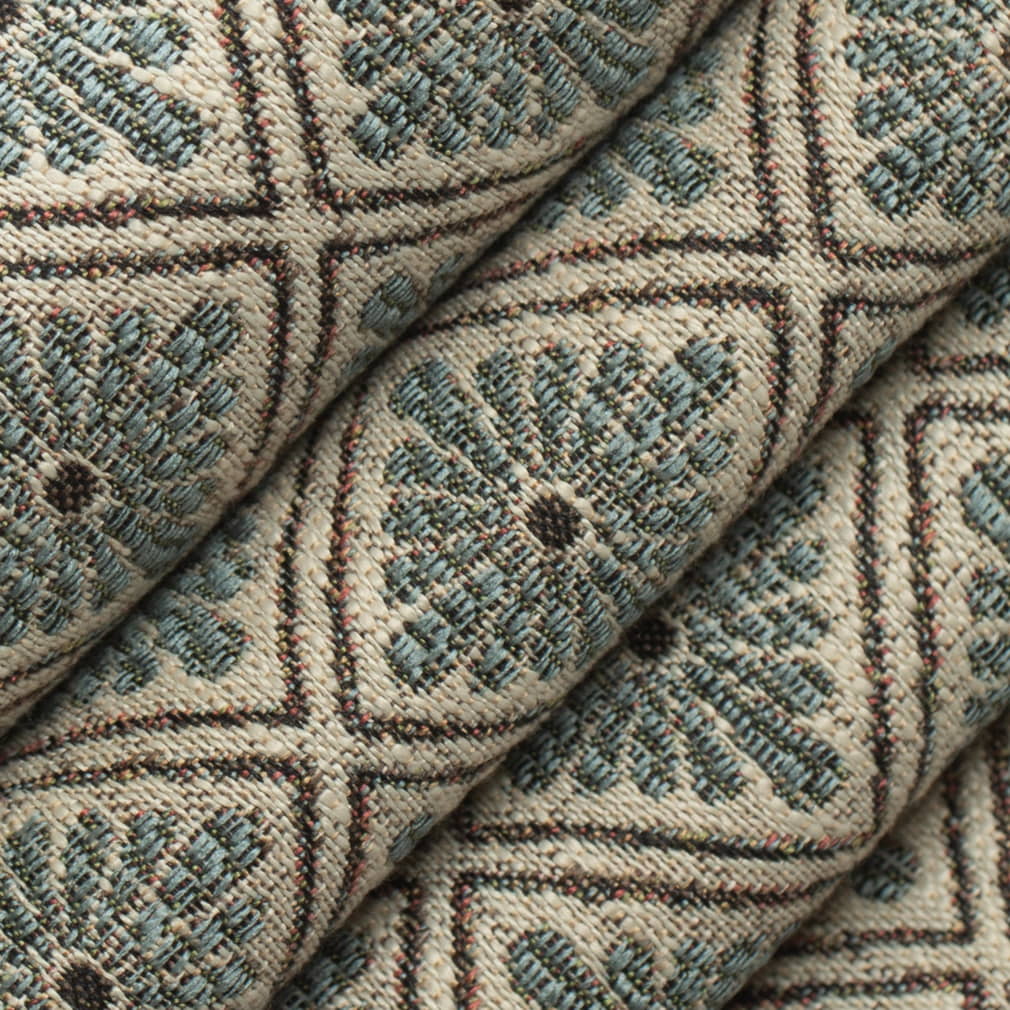 Federal - Blue Abstract & Geometric,Diamonds Upholstery Fabric 54 Inches"