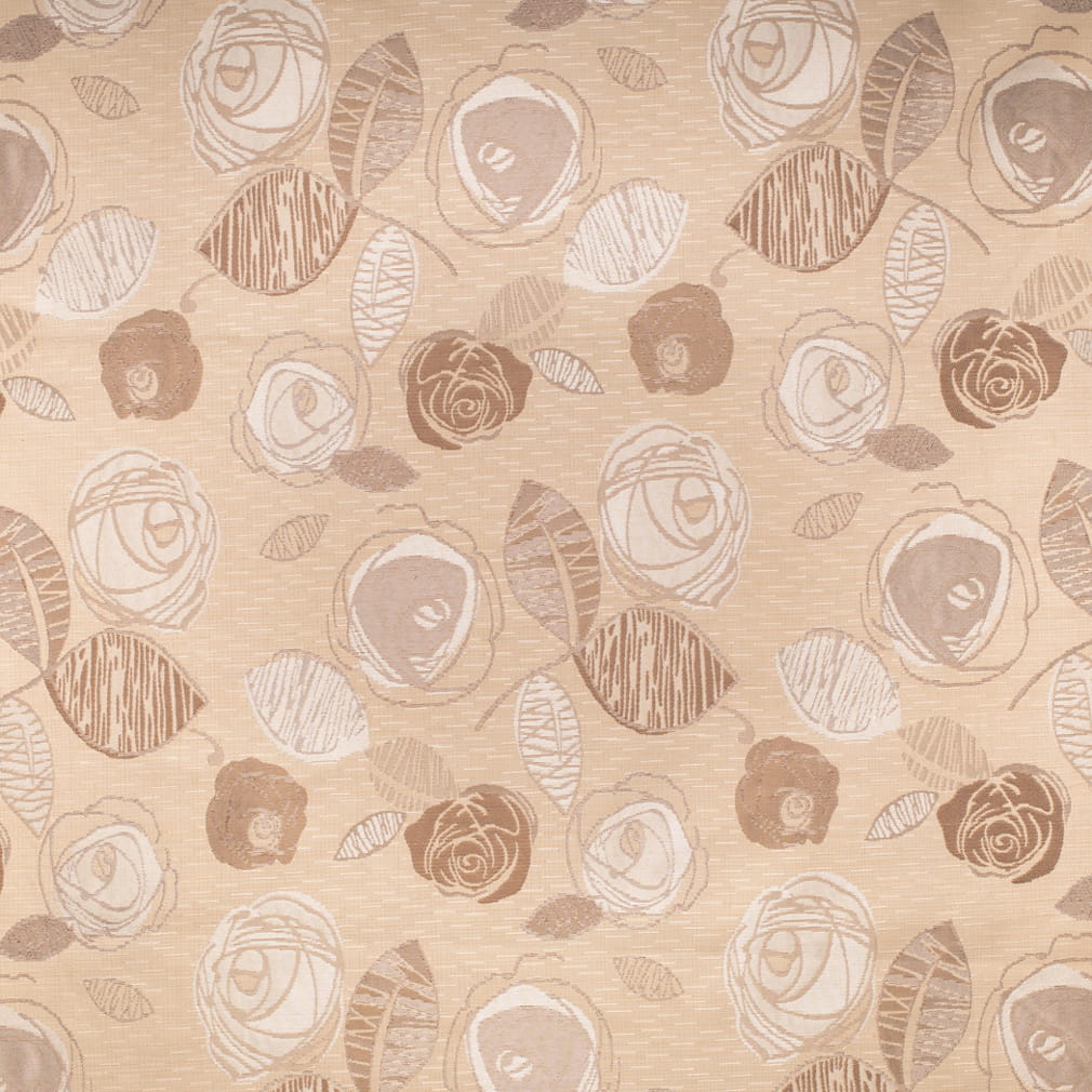 Natural Bloom - Beige Taupe Floral Upholstery Fabric 54 Inches"