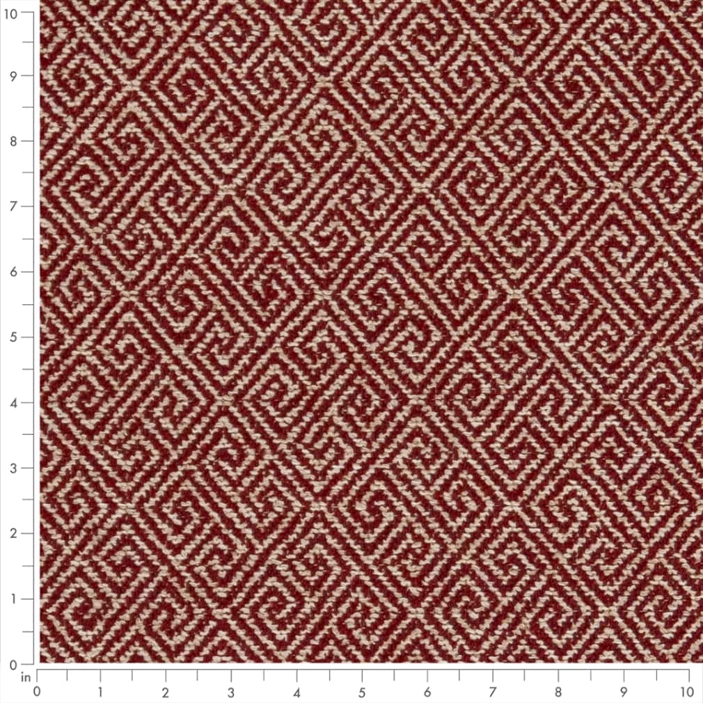 Greek Key Crimson - Red & Burgundy Abstract & Geometric,Greek Key Upholstery Fabric 54 Inches"
