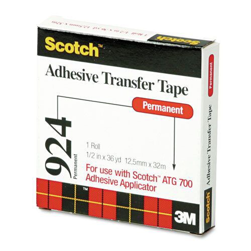 Scotch 0.5 in. x 36 yds ATG Adhesive Permanent Transfer Tape, Holds Up to 0.5 lbs. - Clear (1-Roll)