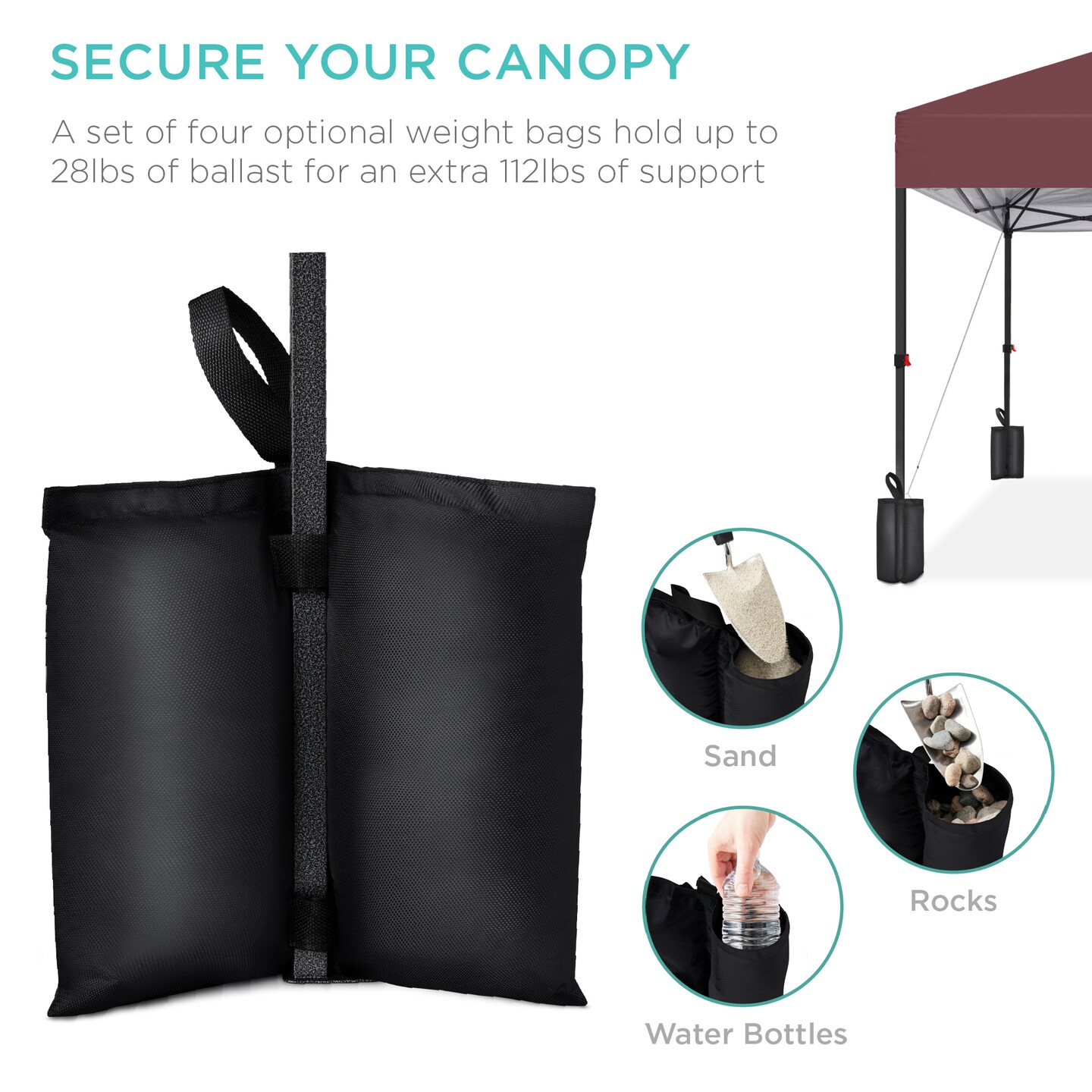 Best Choice Products 10x10ft Easy Setup Pop Up Canopy w/ 1-Button Setup, Wheeled Case, 4 Weight Bags