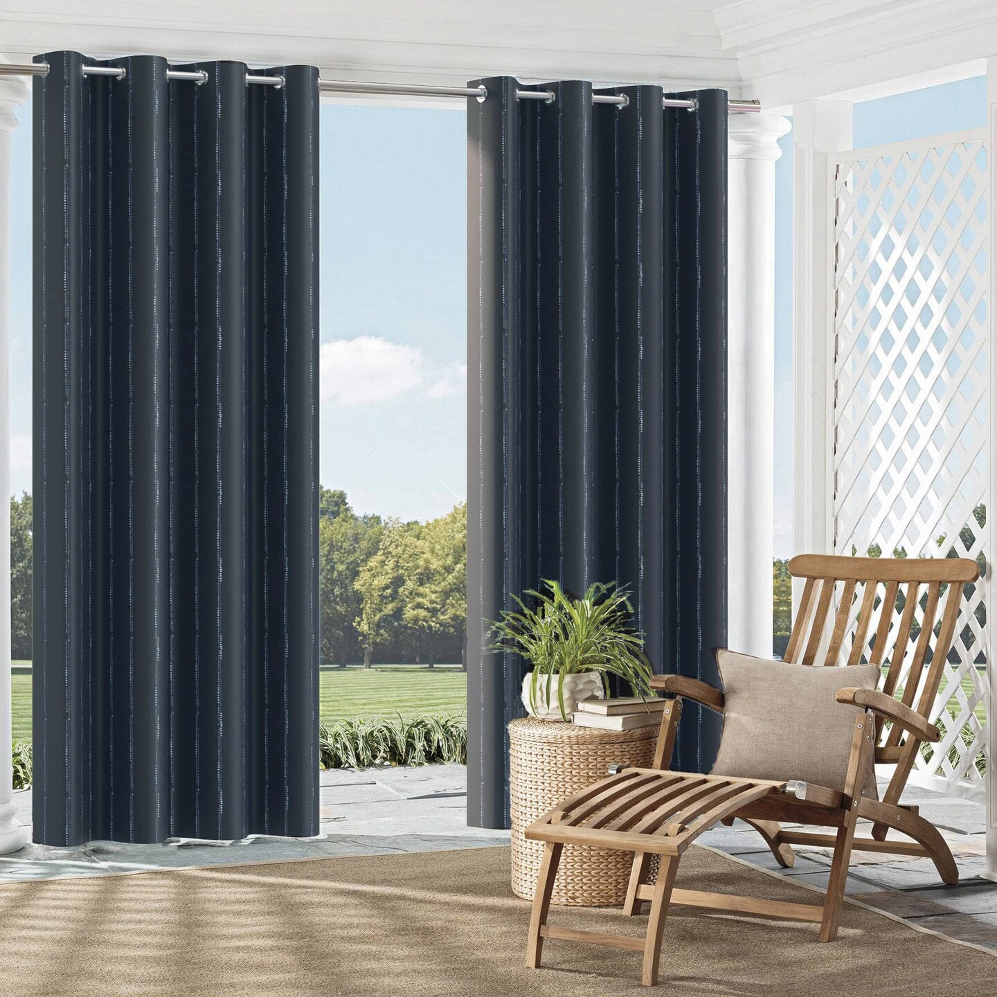 Sapphire - Blue Stripe Upholstery Fabric 54 Inches&#x22;
