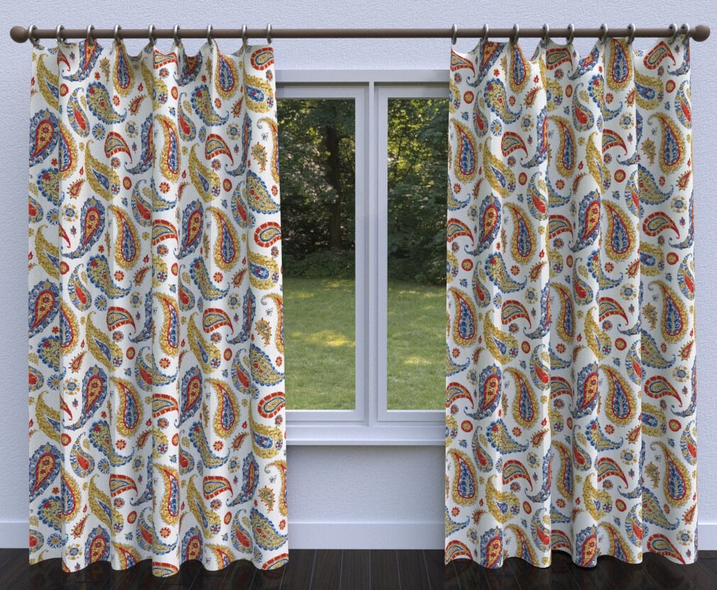 Upholstery Fabric - Blue,Red & Burgundy Paisley Upholstery Fabric 54 Inches"