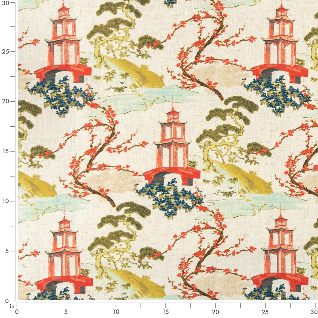 Bouquet - Green,Red &#x26; Burgundy Global,Novelty,Toile Upholstery Fabric 54 Inches&#x22;