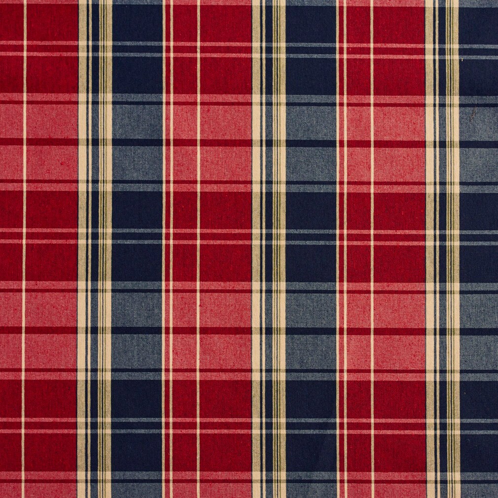 Port Plaid - Blue,Red & Burgundy Plaid Upholstery Fabric 54 Inches"