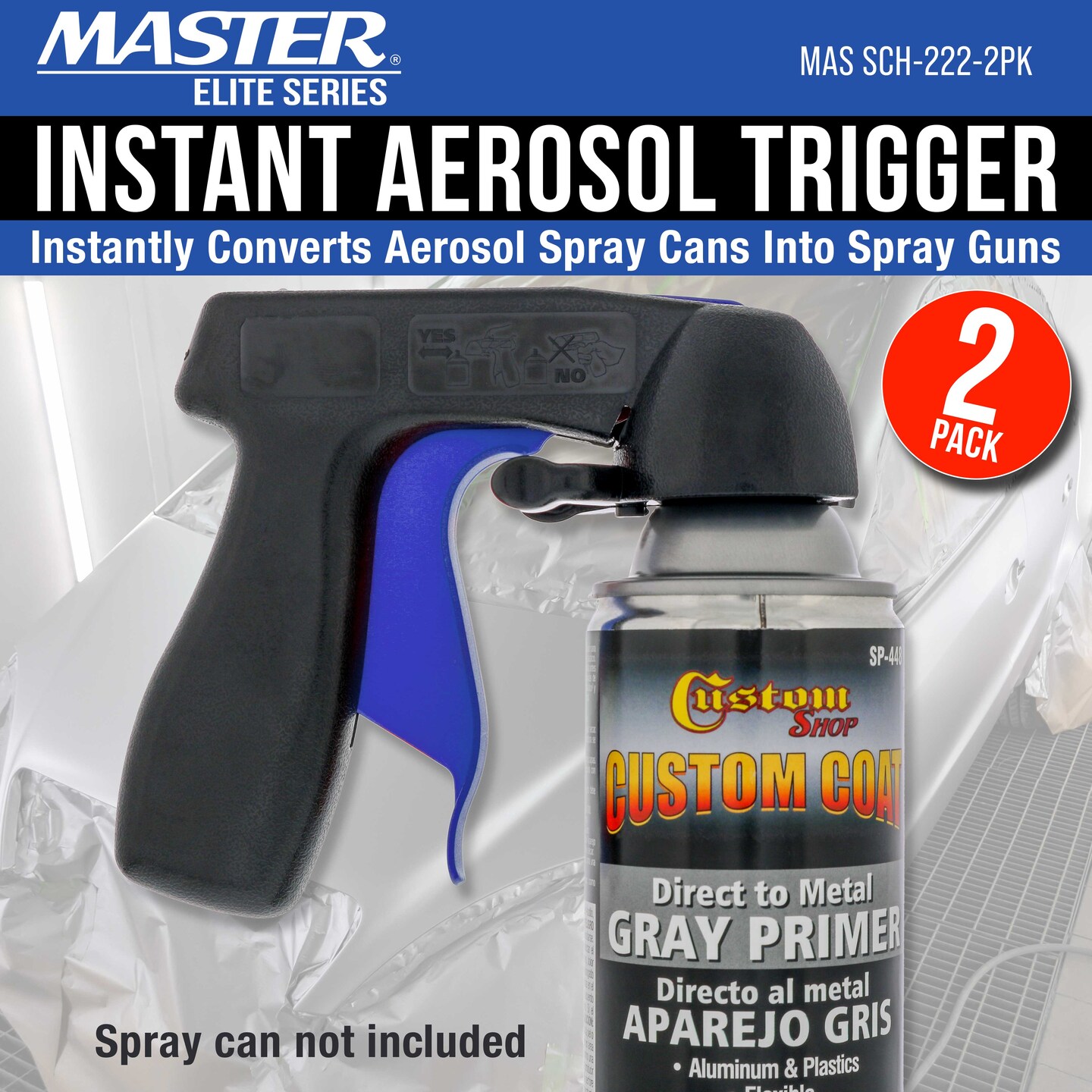 Instant Aerosol Trigger Handle (2 Pack) - Attach to Convert Spray Cans into Spray Guns - Universal Fit, Use on Spray Paint, Adhesives - Reusable, Clip-On &#x26; Off, Full Comfort Hand Grip