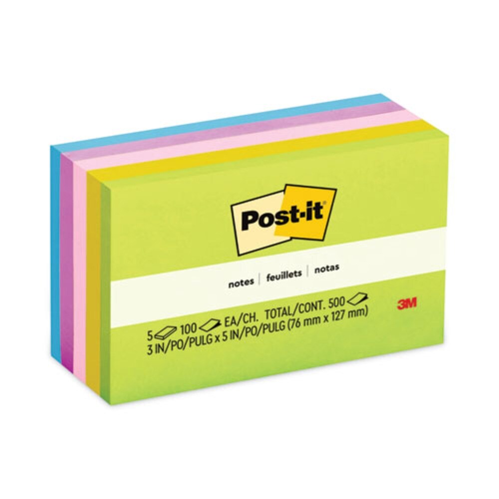 Post-it Notes 3 in. x 5 in. Original Pads - Floral Fantasy Collection (100-Sheets/Pad, 5-Pads/Pack)