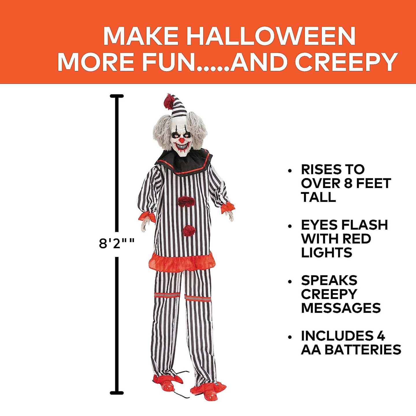 8 Ft. 2&#x22; Light-Up Lifting Clown with Hat Halloween Decoration