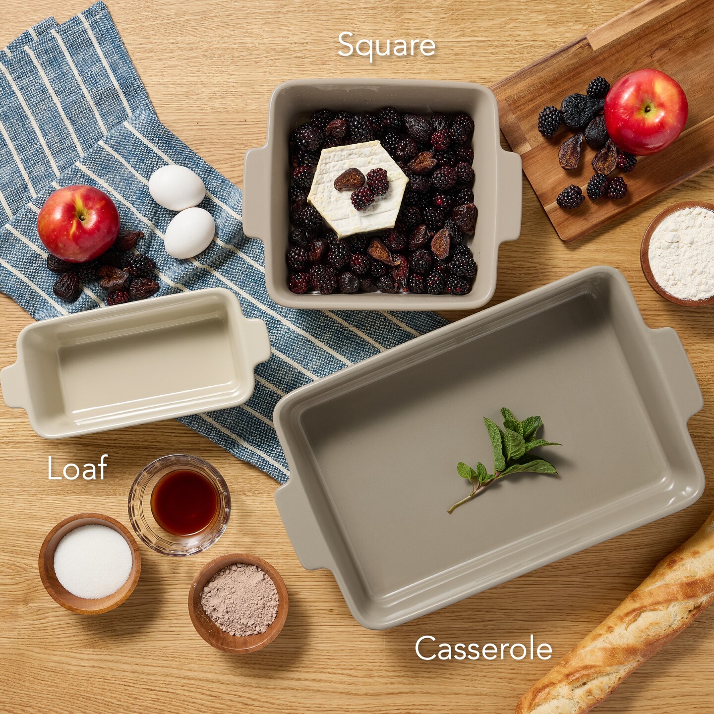 Best Choice Products Ceramic Bakeware Set of 3 Casserole, Loaf, and Square Dishes w/ Handles