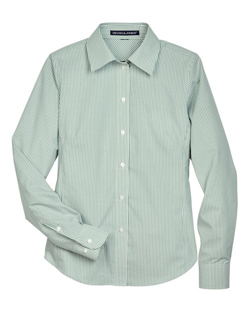 Devon & Jones® Womens Banker Stripe Dress Shirt Cotton Polyester Fit