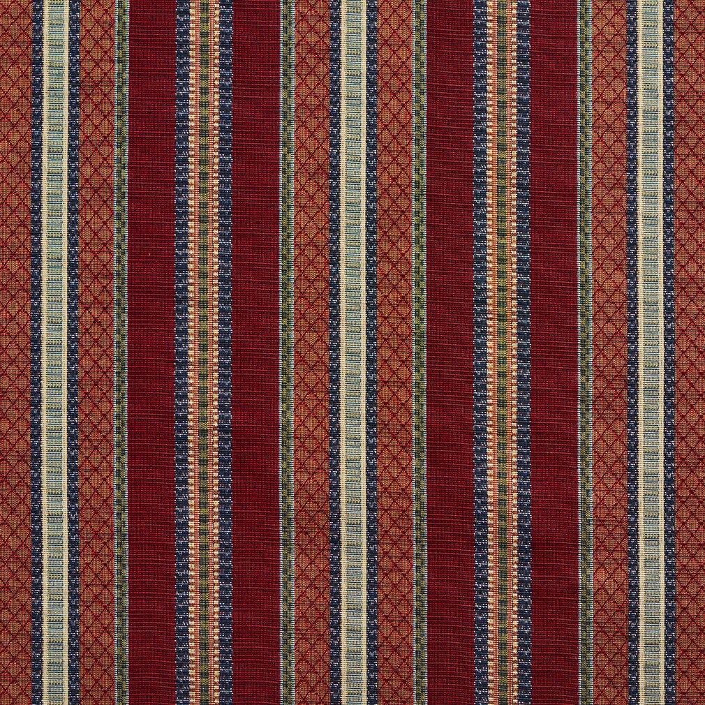 Merlot Stripe - Red & Burgundy Stripe Upholstery Fabric 54 Inches"