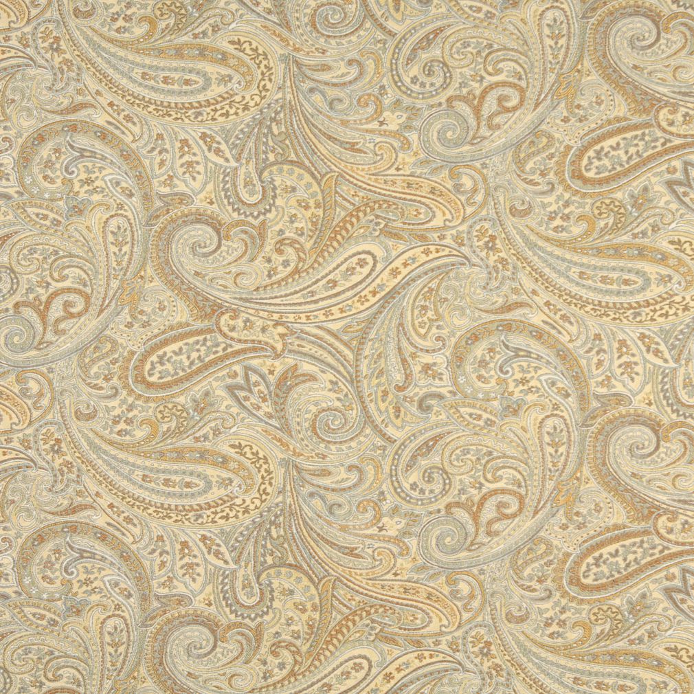 Spring - Aqua & Teal,Gold & Yellow Paisley Upholstery Fabric 54 Inches"