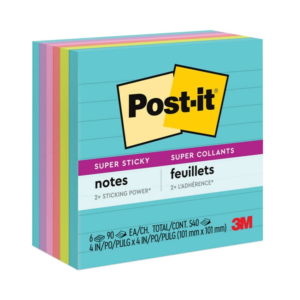 Post-it Notes Super Sticky 4 in. x 4 in. Note Ruled Pads - Supernova ...