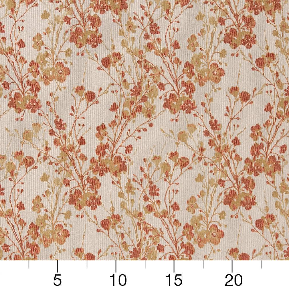 Harvest - Orange &#x26; Rust Floral Upholstery Fabric 54 Inches&#x22;