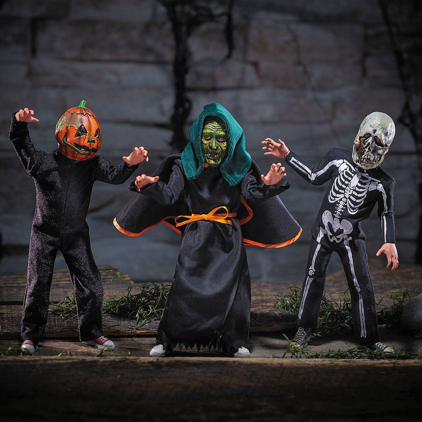 Halloween Season of the Witch 1-6 Scale Pumpkin Skull Witch Figure Set 3 Piece