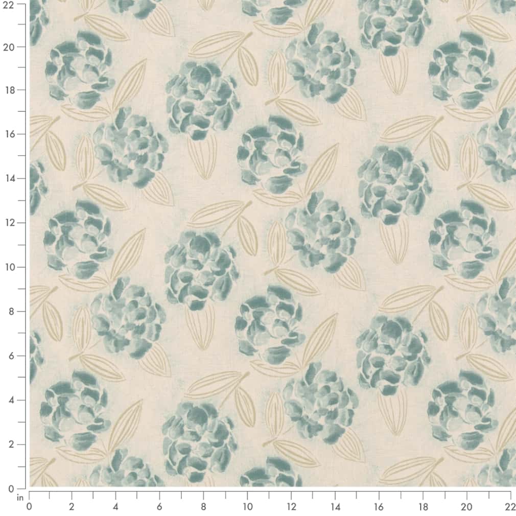 Seaglass - Aqua &#x26; Teal Floral Upholstery Fabric 54 Inches&#x22;
