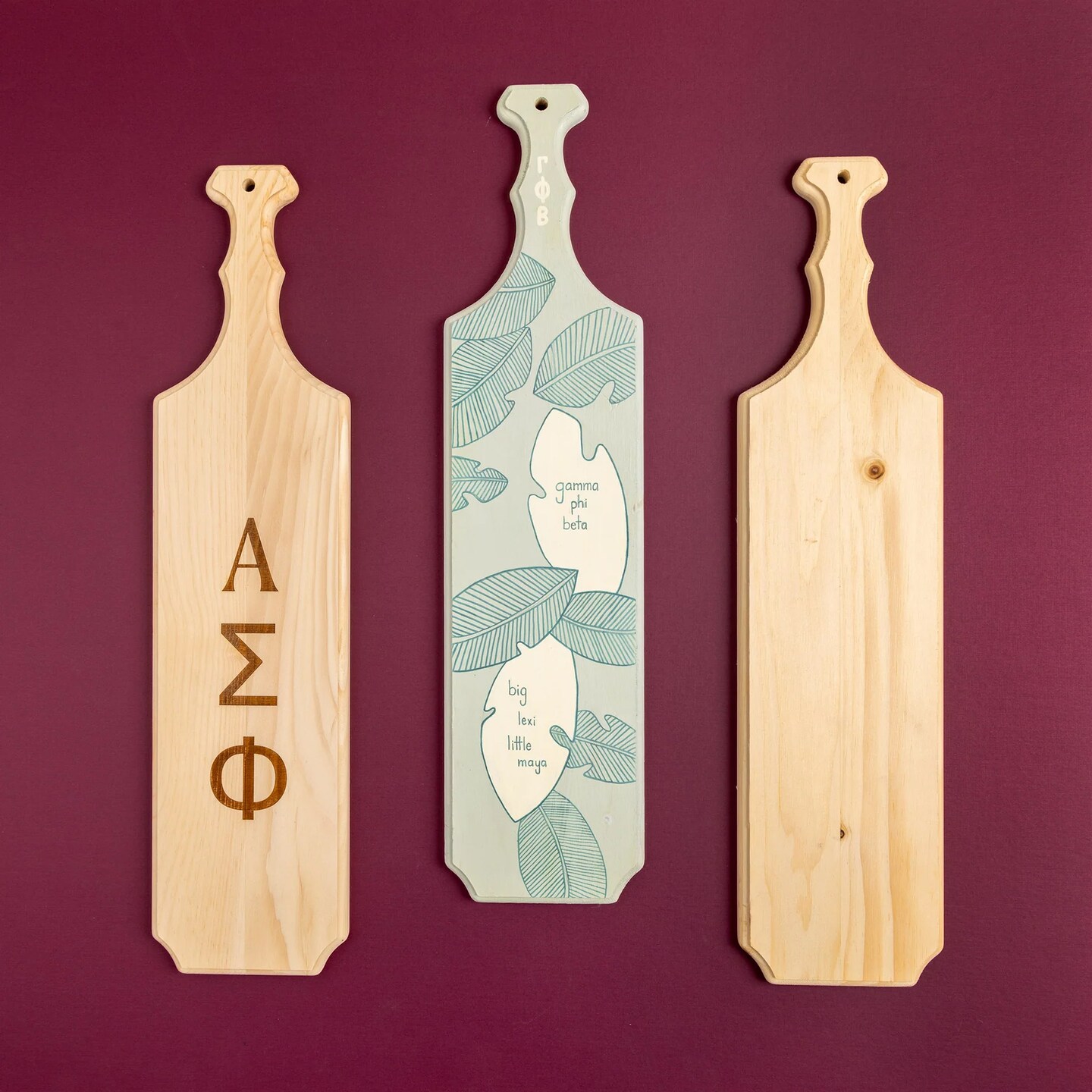 Unfinished Pine Greek Style Paddle, 5-PACK for Fraternity, Sorority, Arts, Crafts and Home Decor