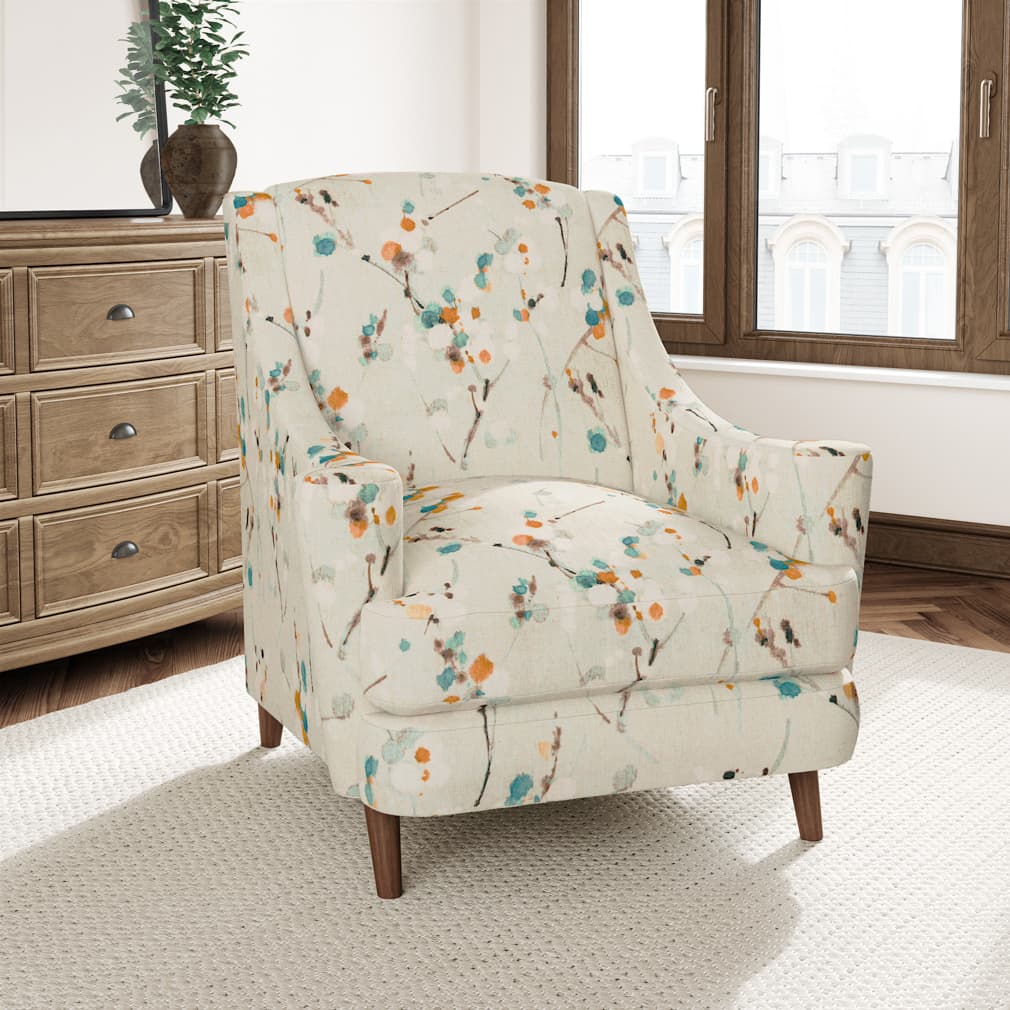 Turquoise - Aqua &#x26; Teal,Orange &#x26; Rust Abstract &#x26; Geometric,Leaves Upholstery Fabric 54 Inches&#x22;