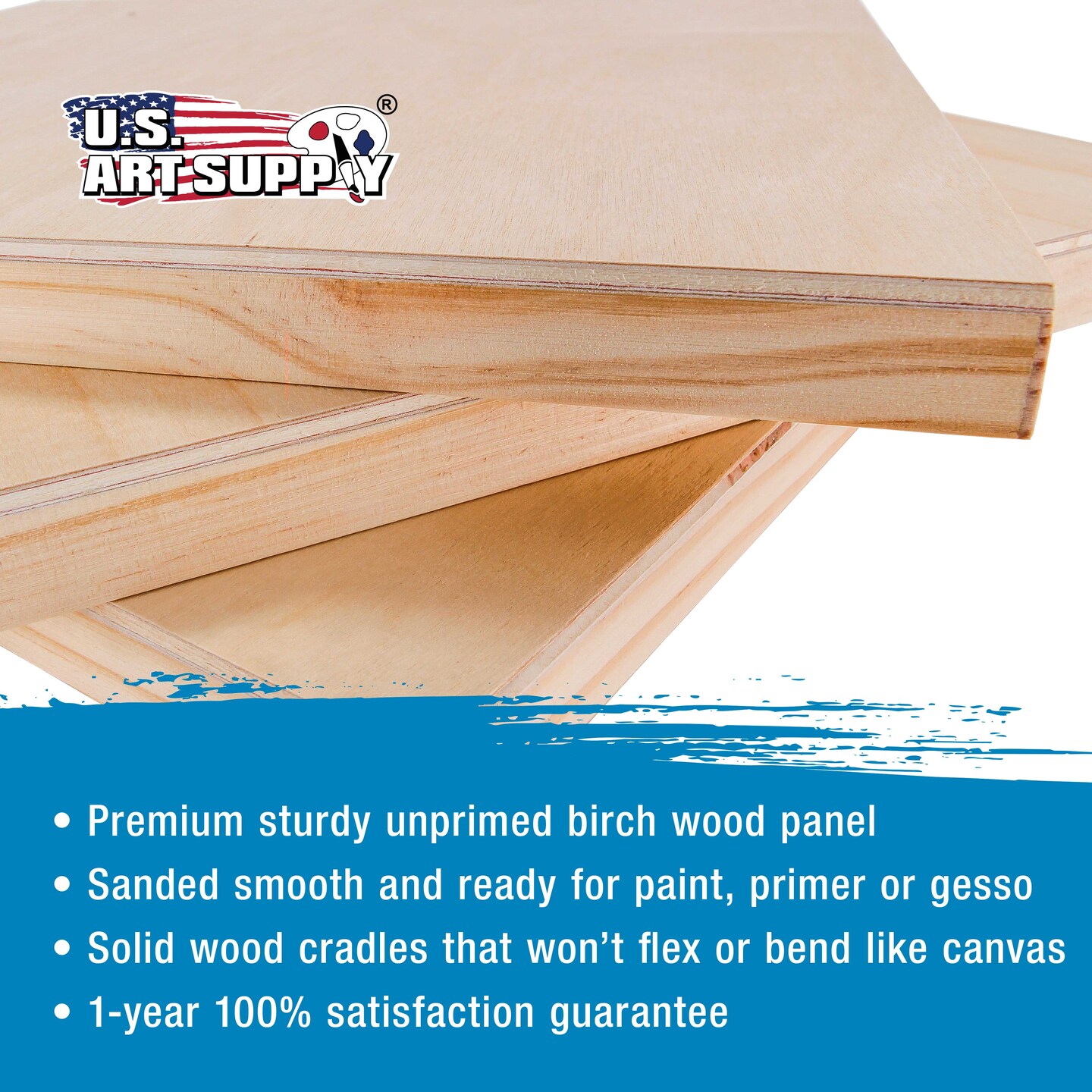 Unfinished Cradled Wood Panels for Painting, 2 Pack of 24x24 inch - Studio Birch Wooden Canvas Boards 3/4&#x22; Deep - Mixed-Media Craft, Acrylic, Oil, Encaustic, Paint Pouring Panel Board