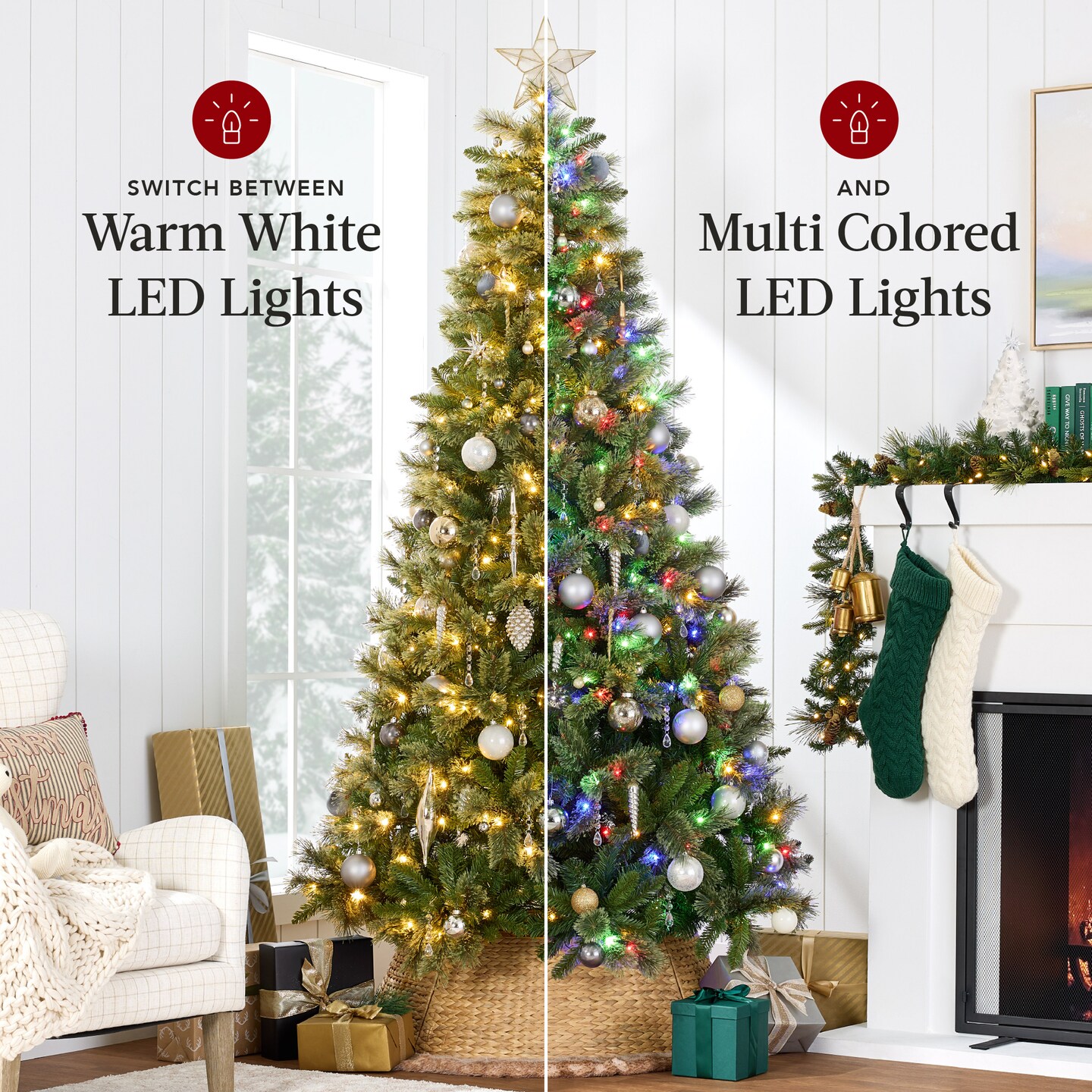 Best Choice Products Pre-Lit Cashmere Christmas Tree Holiday Decor w/ Cordless Connection, 2-in-1 LED Lights