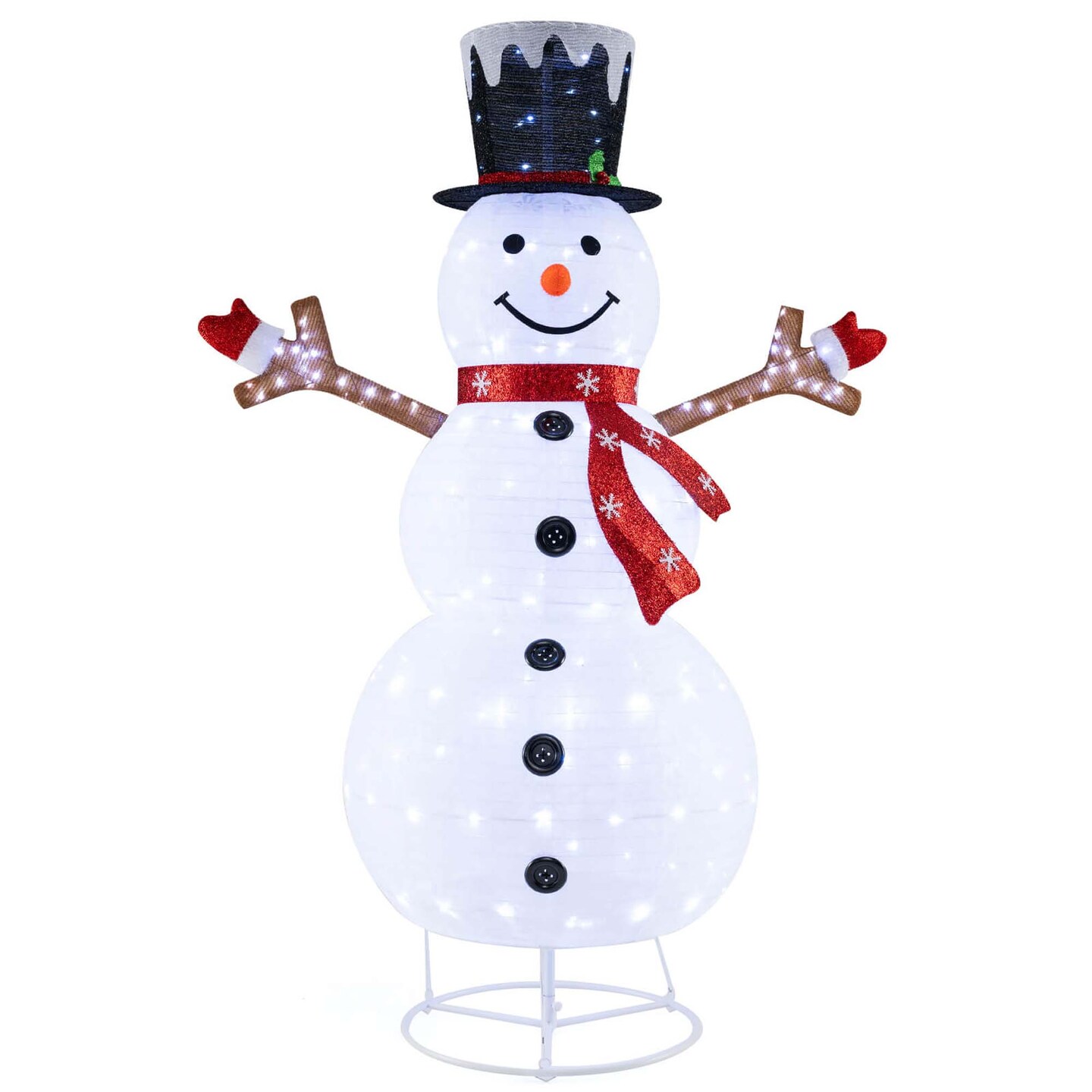 Costway 6ft Lighted Pop-Up Christmas Snowman with  Hat and Scarf 180 Pre-Lit LED Lights