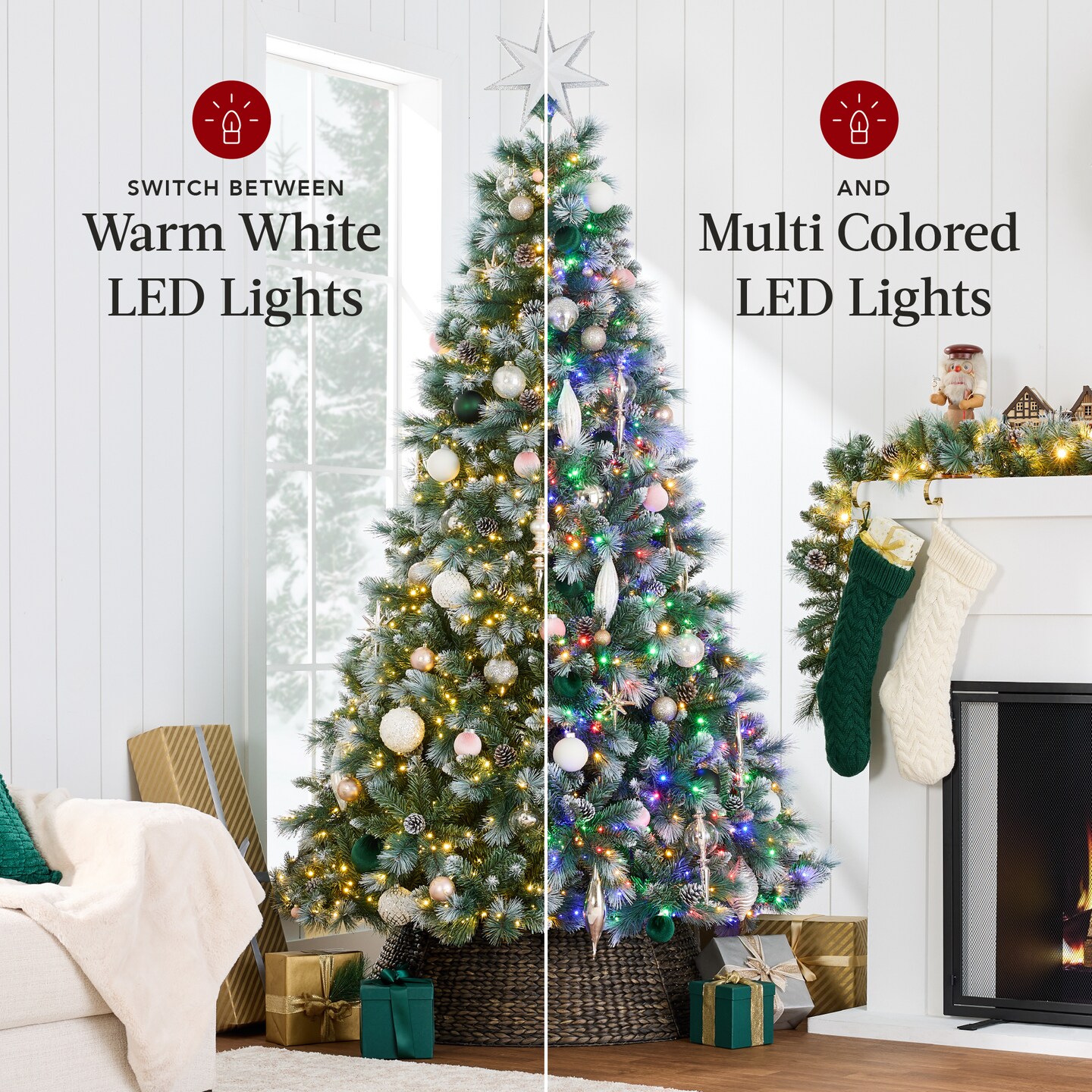 Best Choice Products Pre-Lit Frosted Scotch Pine Christmas Tree w/ 2-In-1 LED Lights