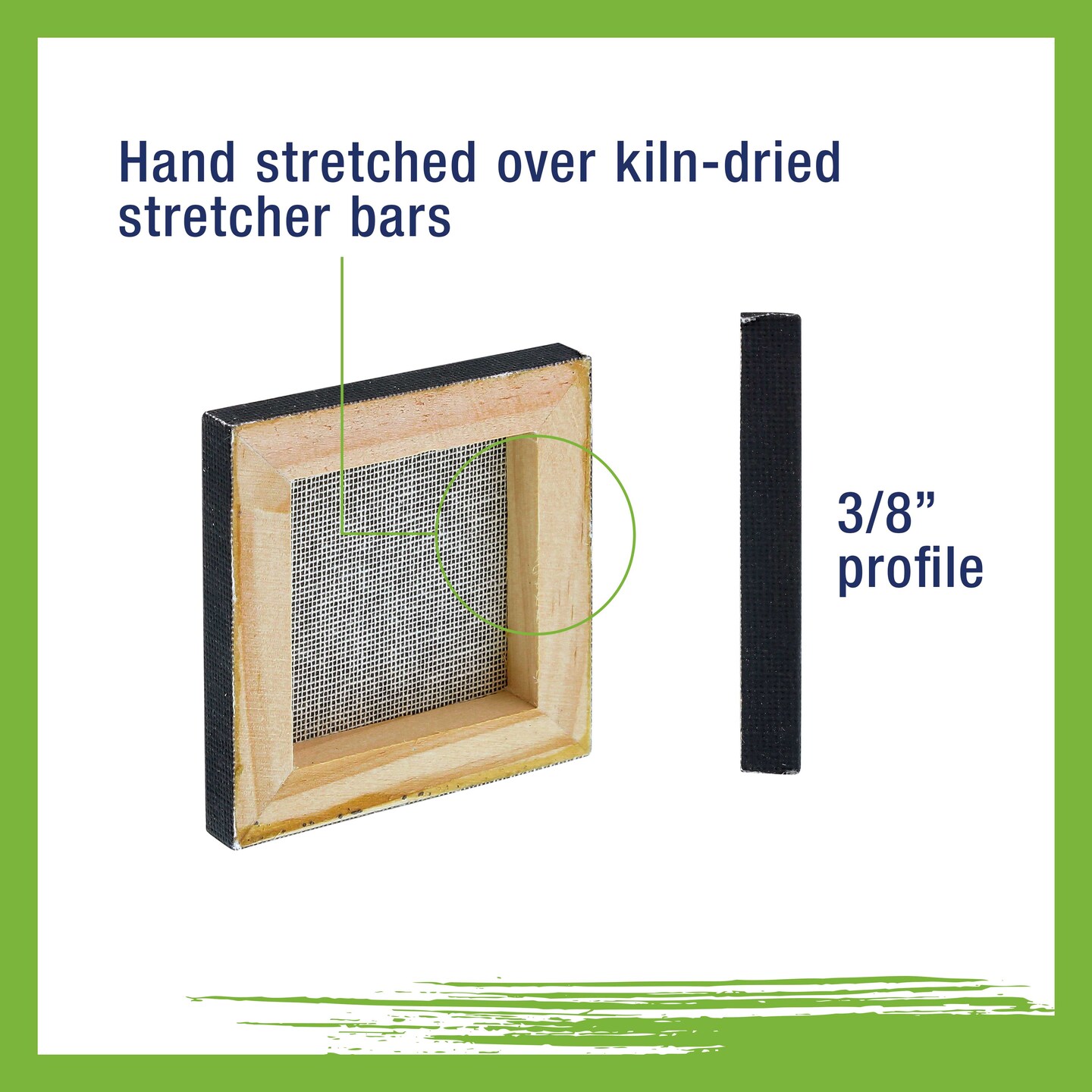 3" x 3" Black Mini Professional Primed Stretched Canvas 12 Pack