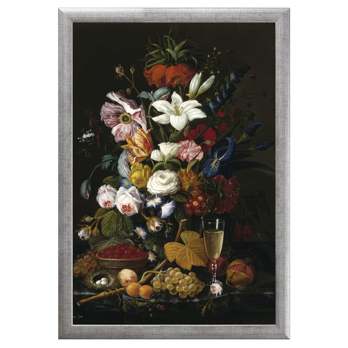 12" x 16" Floral Mix Framed Wall Art, Contemporary Floral Home Décor, Glass Facing and Hanging Hardware Included