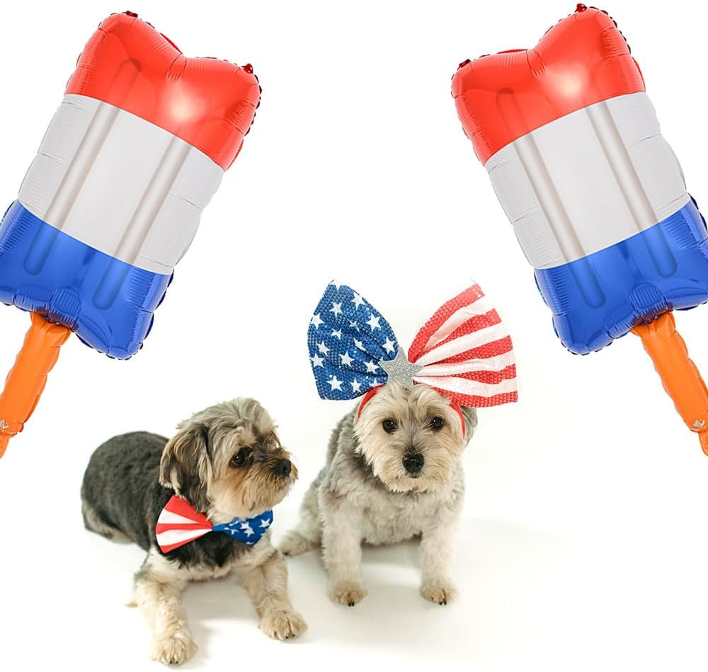 Latex Balloons Red, White & Blue Popsicle Foil Balloons – 3PCS Patriotic Balloons for 4th of July, Memorial Day, Election & USA-Themed Party Decorations