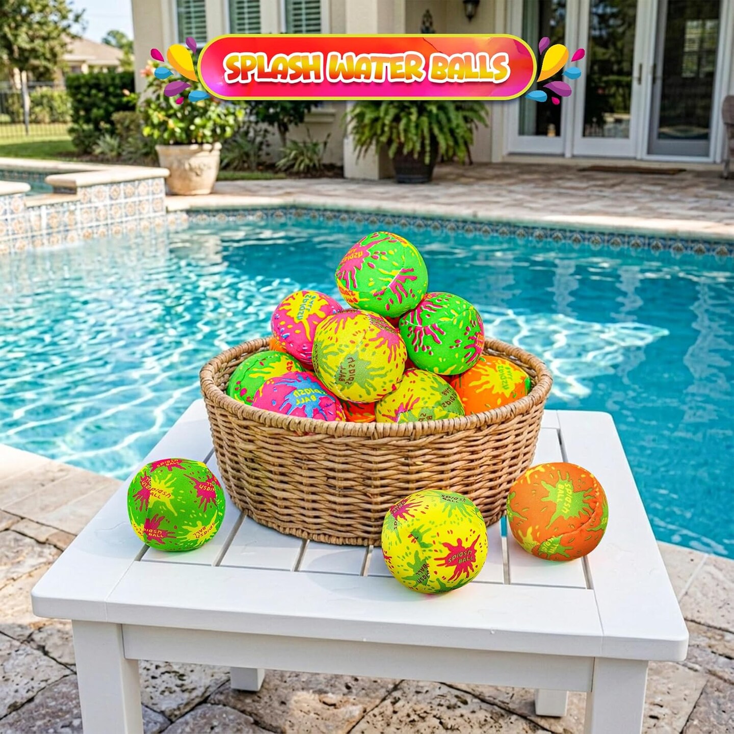 4E’s Novelty 24 Pack Water Bomb Splash Balls 2" Mini Water Absorbent Balls for Pool Beach Toys Party Favors for Kids Teacher school party