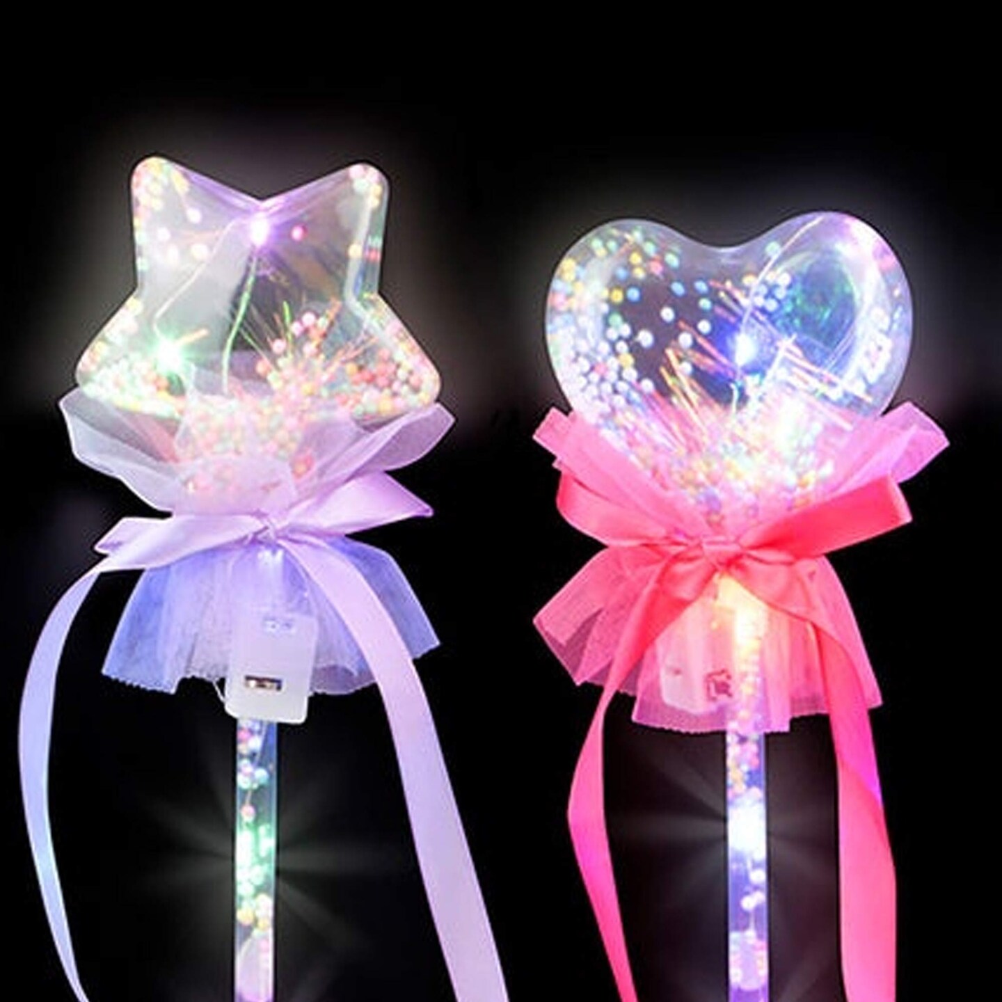 Light Up Bubble Beaded Wand 14" – 3 Function LED Toy (Assorted Colors)