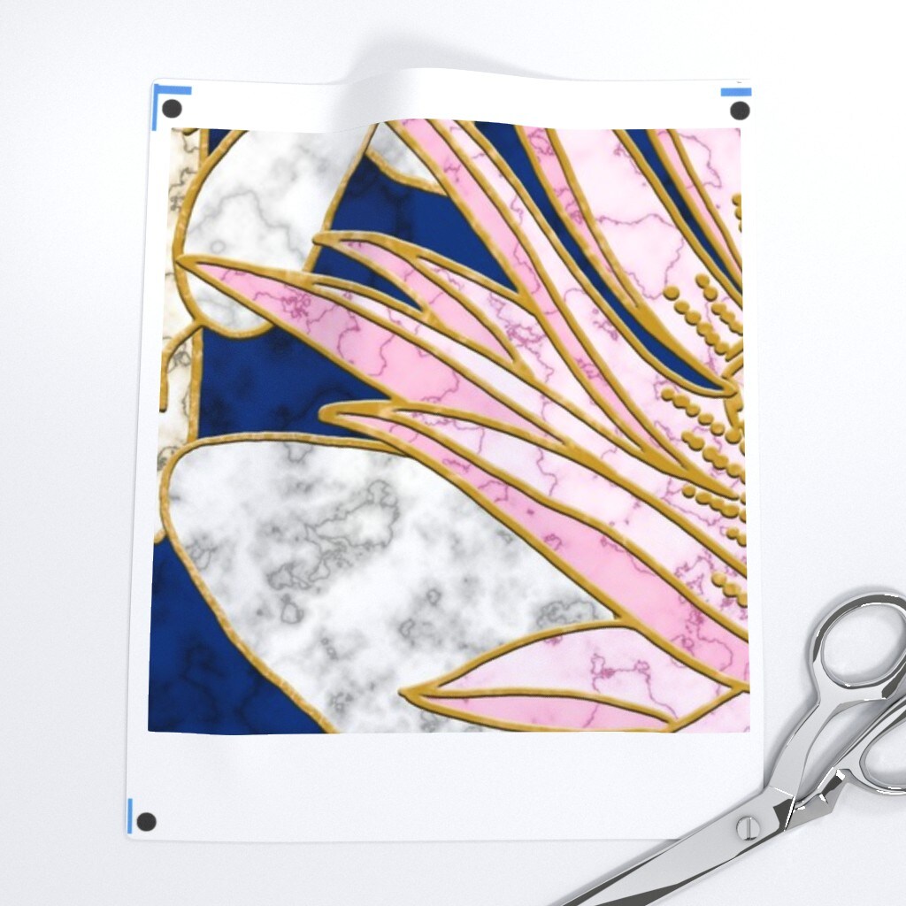 Blush Deco Floral Art Large Scale Marble Pink Flower Gold And Lotus William Morris Custom Removable Wallpaper by Spoonflower Peel & Stick Wallpaper 2FT Wide