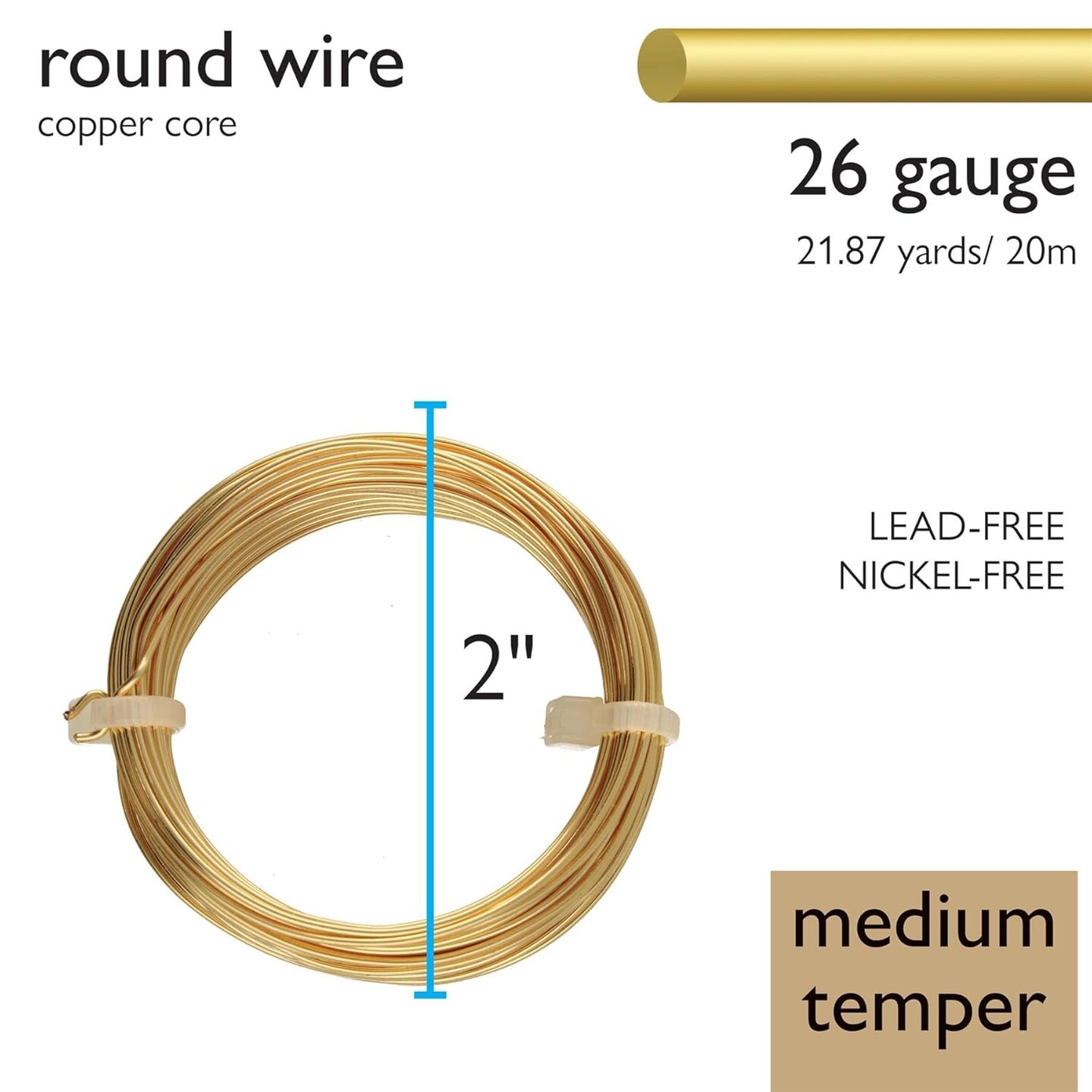 The Beadsmith German-Style Jewelry Wire – Copper Core, Copper Plated -Beading Wire Used to Jewelry Making, Wire Wrapping, Sculpting, Floral, and DIY Arts & Crafts